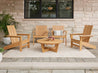 Modern Ashland Chat Chairs and Aria Adirondacks with Cannon Beach Table Natural Teak