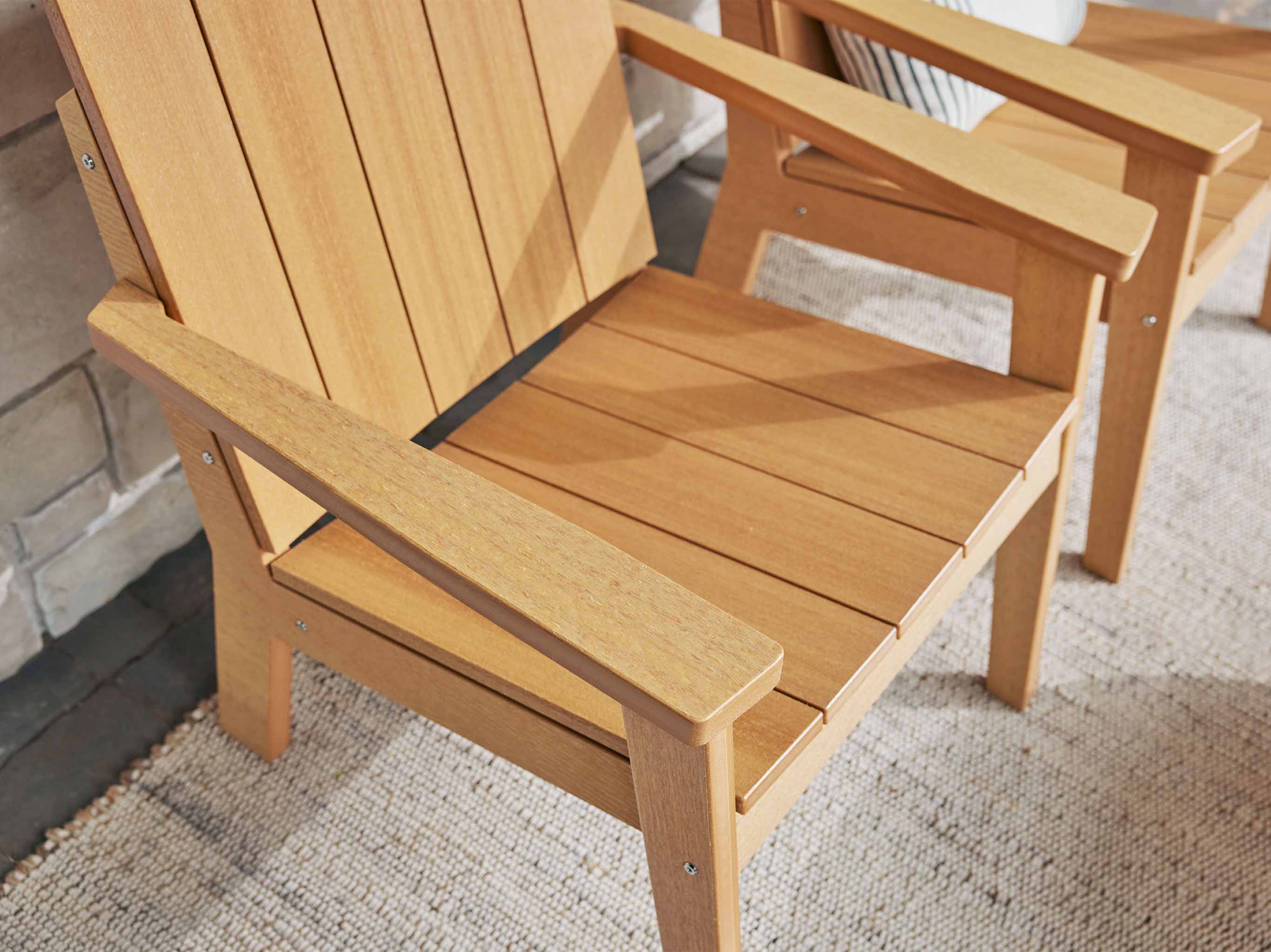 Natural Teak woodgrain closeup arm of chair