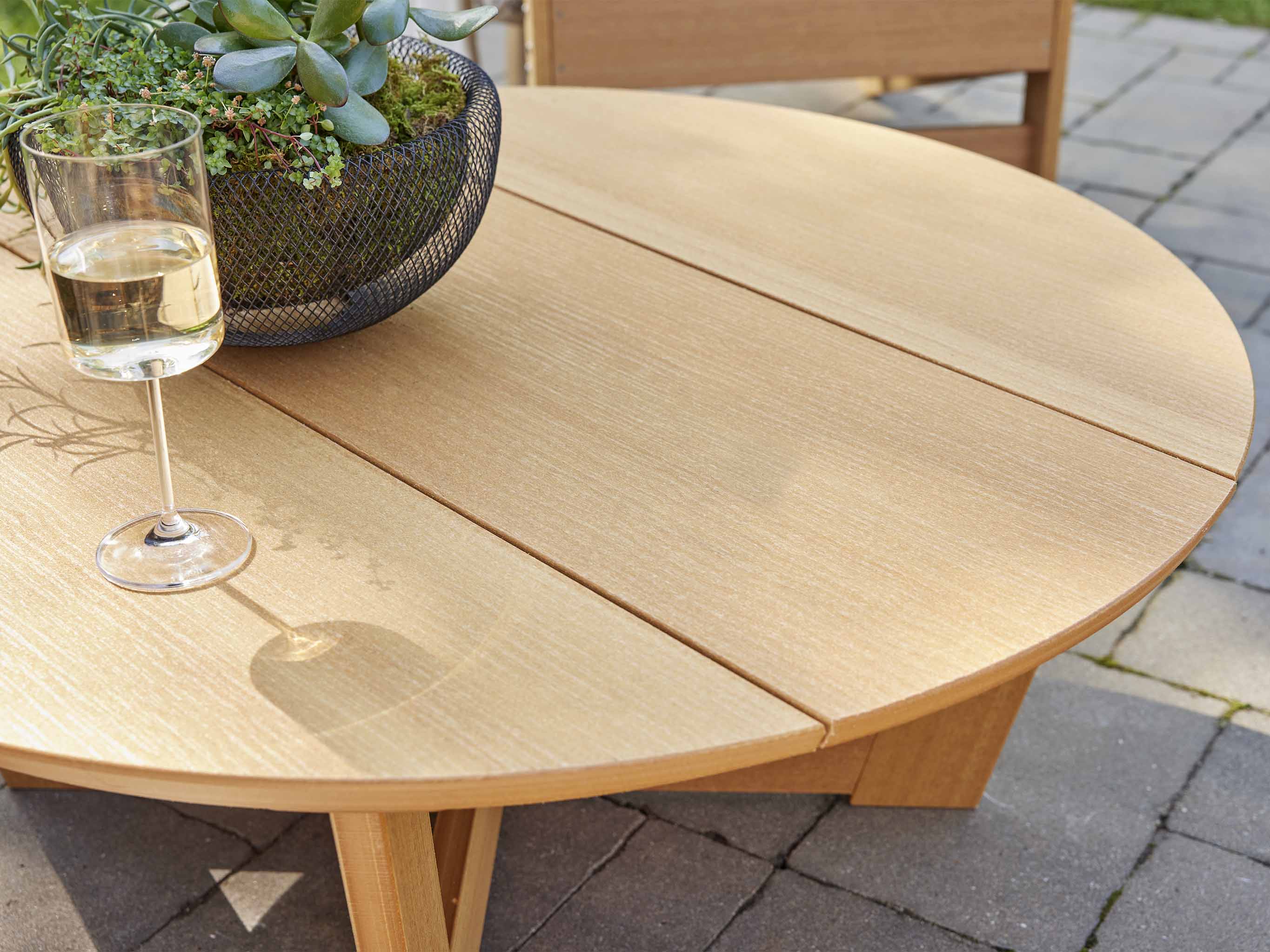 Coastal Gray Natural Teak Cannon Beach with Wine Glass
