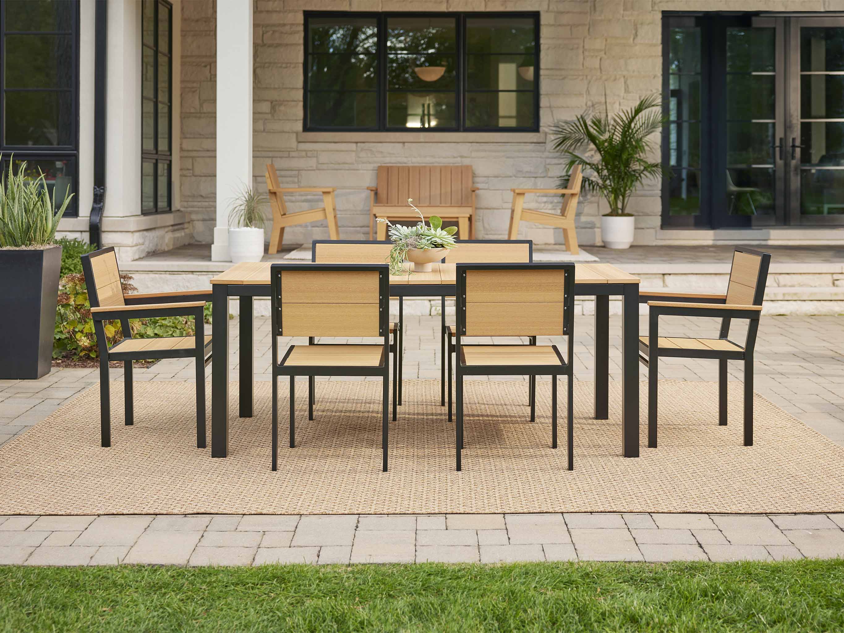 Park City Side Chairs and Dining Table in Natural Teak