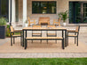 Natural Teak Park City Dining Set on a Brick Patio