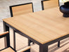 Park City Dining Table with black frame and natural teak Close up