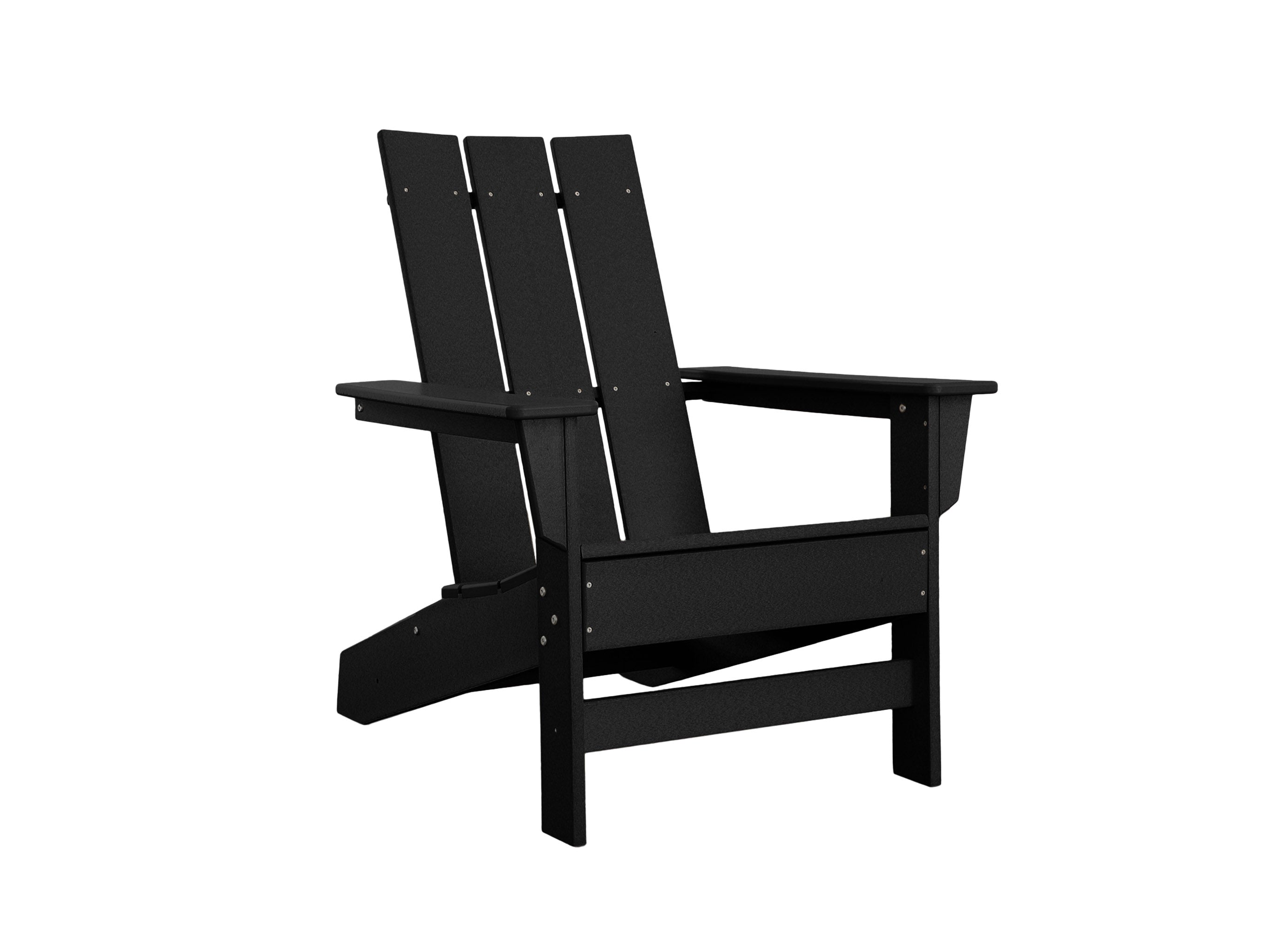 Black White Aria Adirondack Chair on Blank Background Slight Side View 2