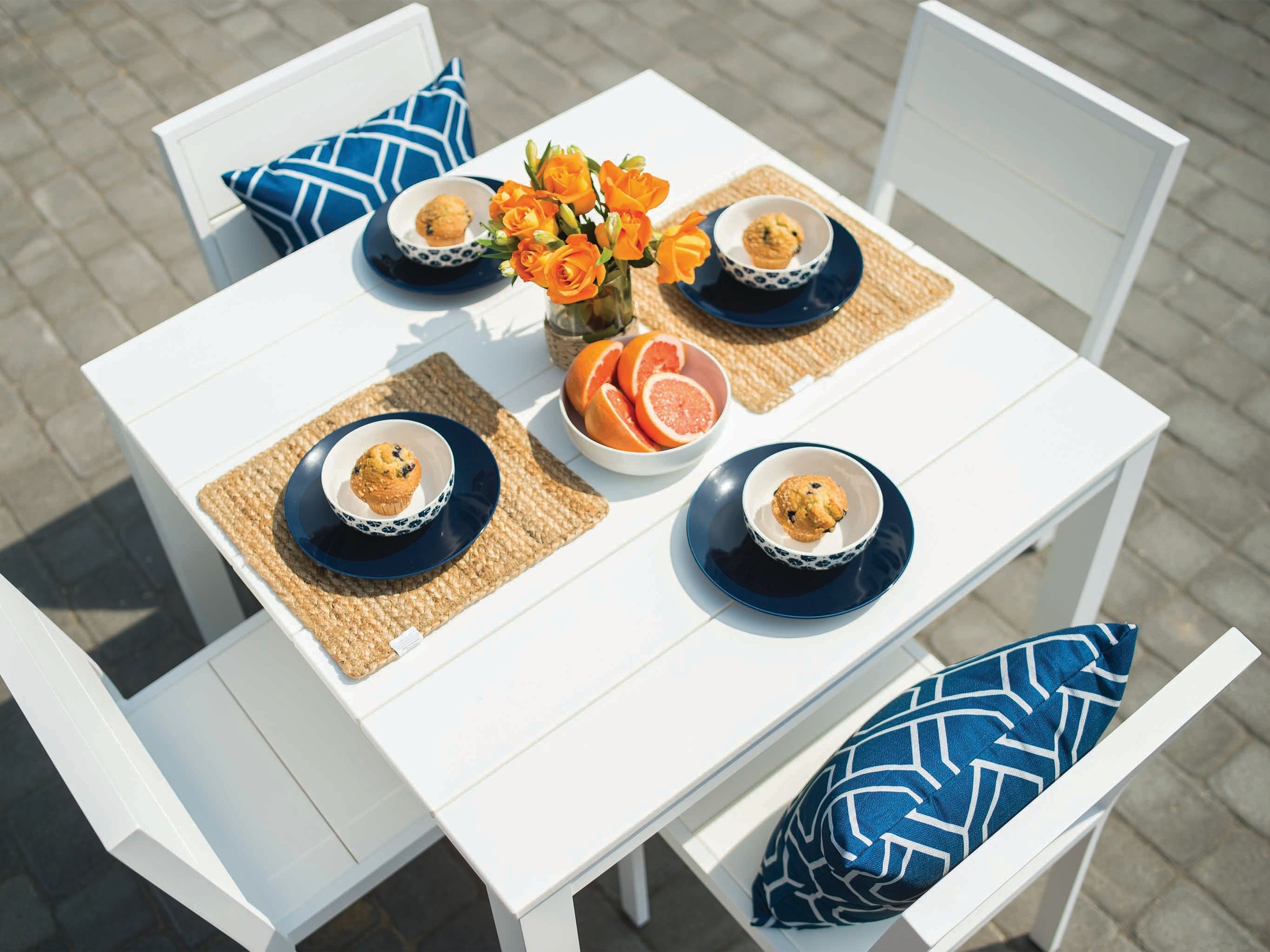 White Park City Square Dining Set with Table Set for Brunch with decor
