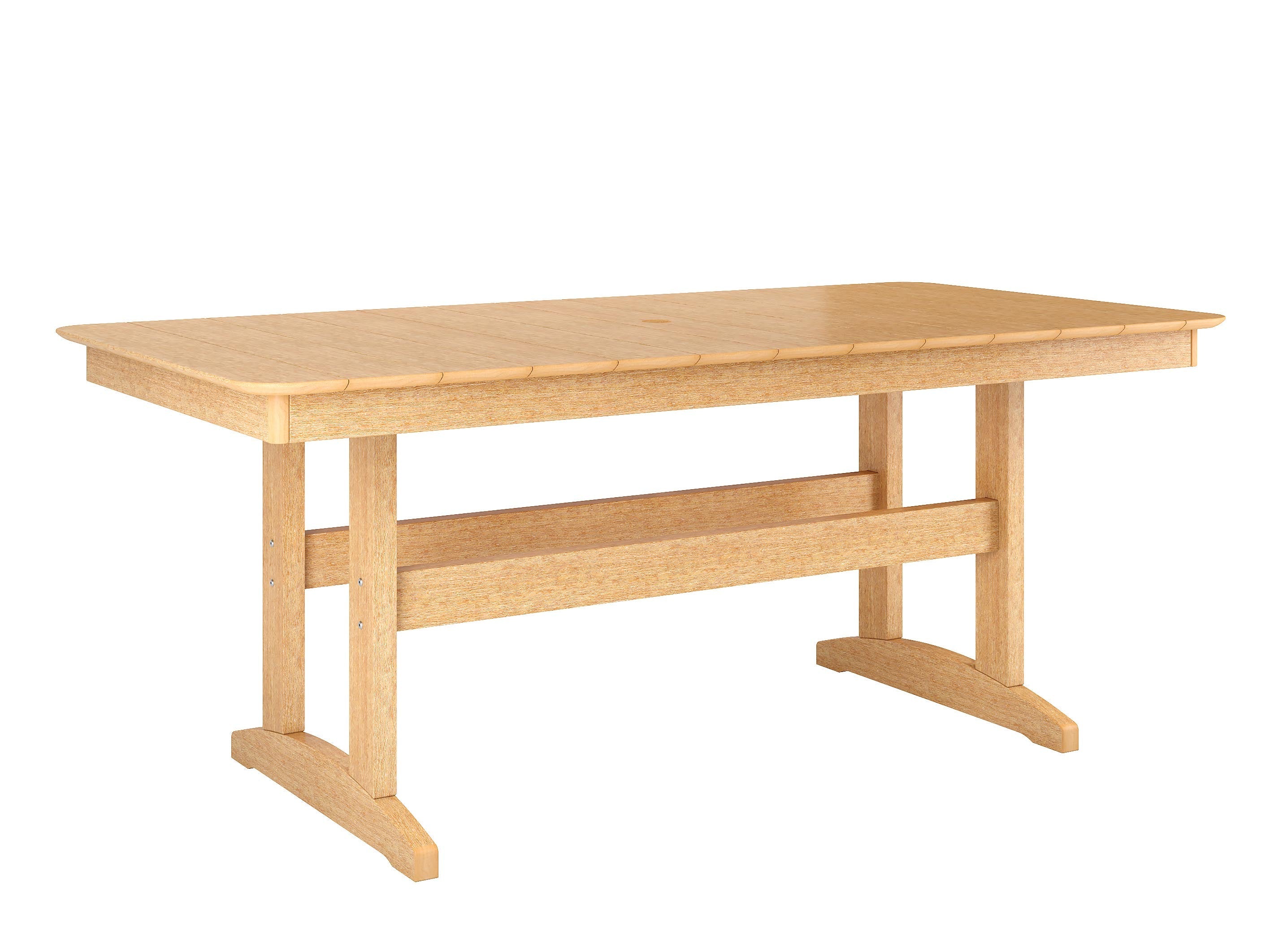 Natural Teak Classic Dining Table Side View Blank Background