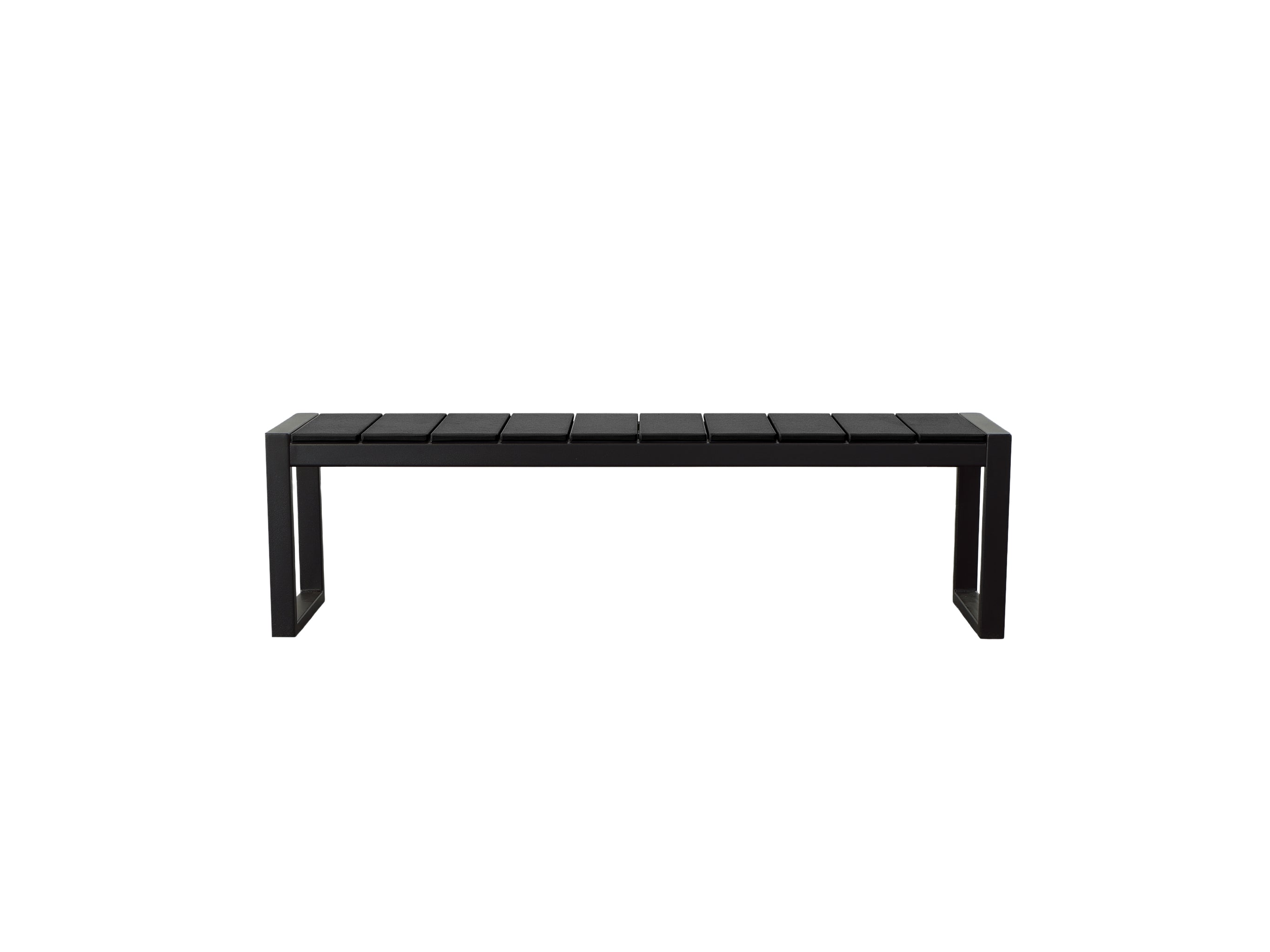 Half - Black Park City Bench with black frame on blank background front
