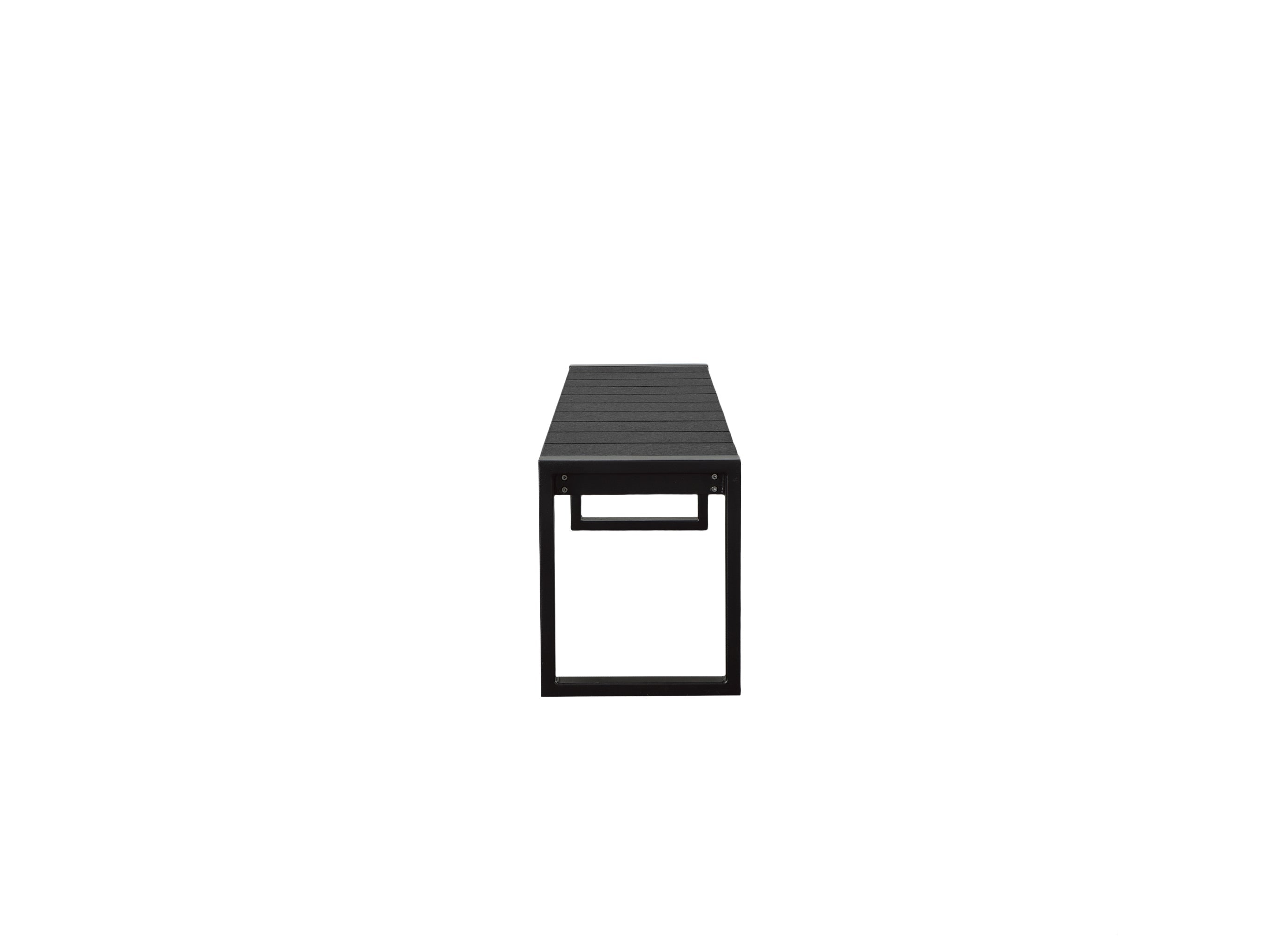Half - Black Park City Bench with black frame on blank background Side