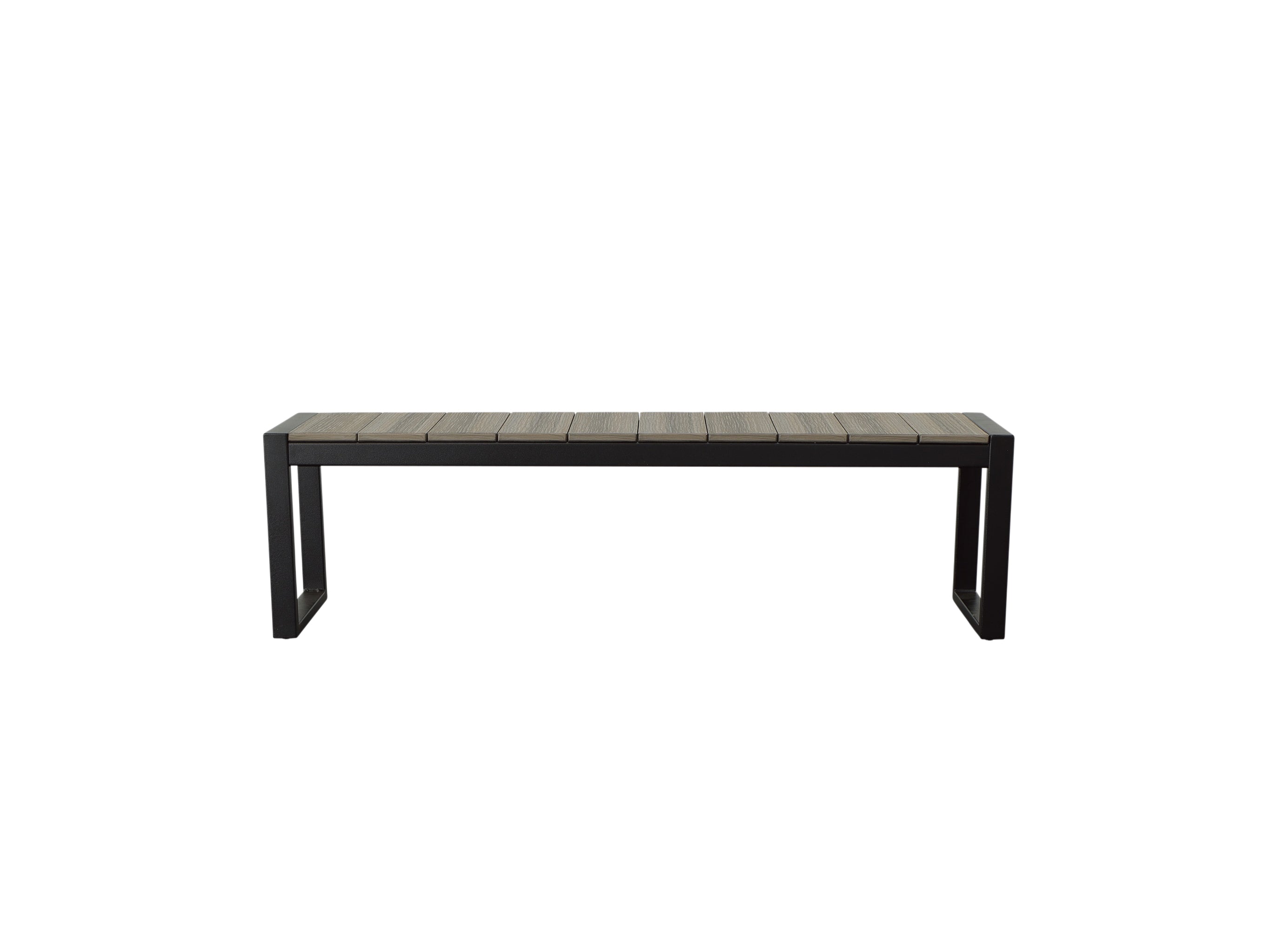 Half - Woodgrain Park City Bench with black frame on blank background front
