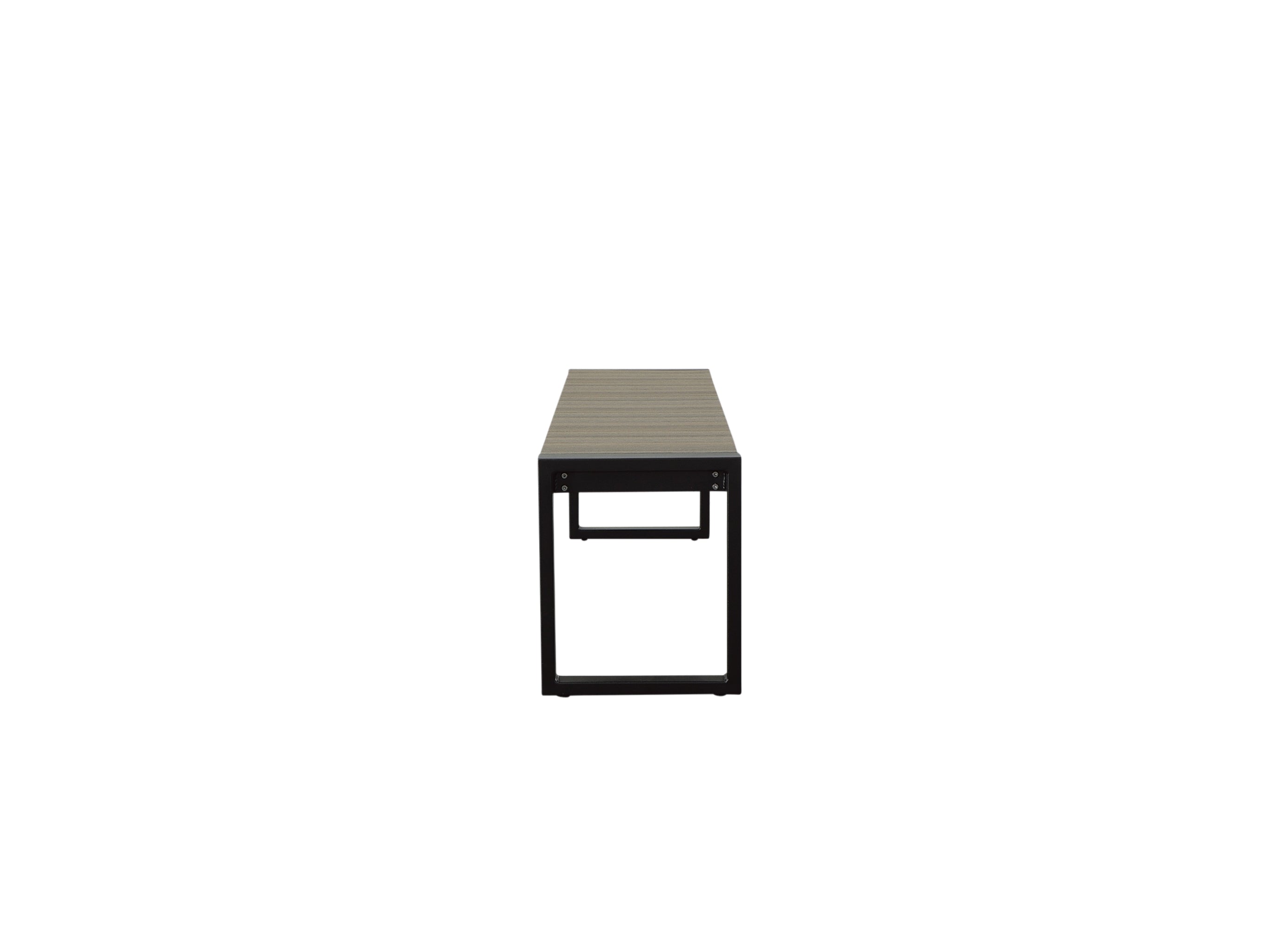 Half - Woodgrain Park City Bench with black frame on blank background Side