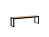 Natural Teak Park City Bench with black frame on blank background slight side