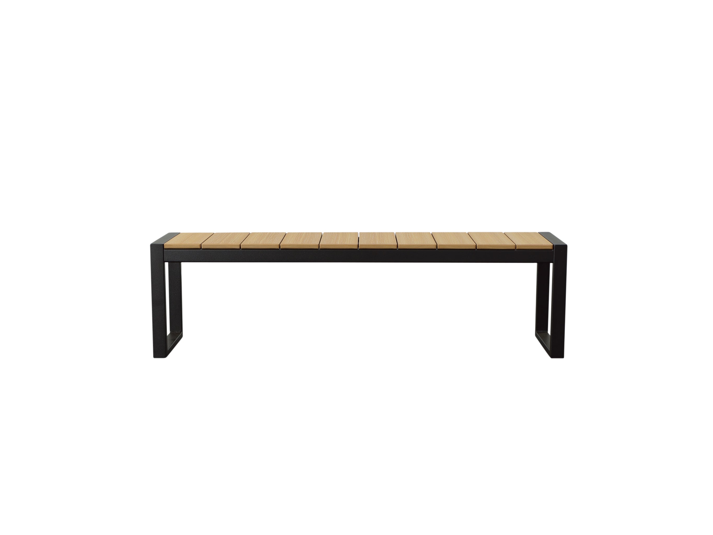 Half - Natural Teak Park City Bench with black frame on blank background front