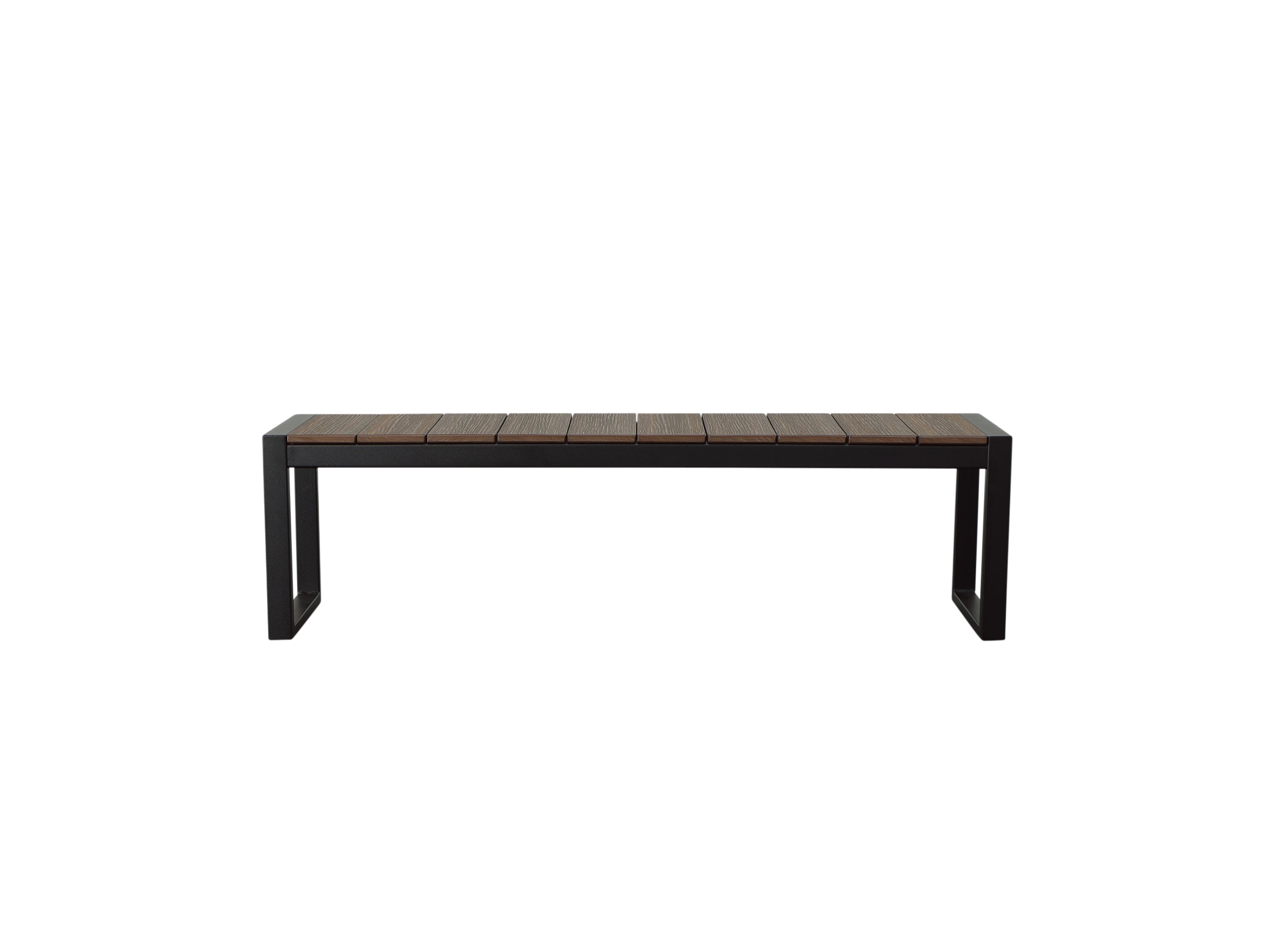 Half - Antique Mahogany Park City Bench with black frame on blank background front