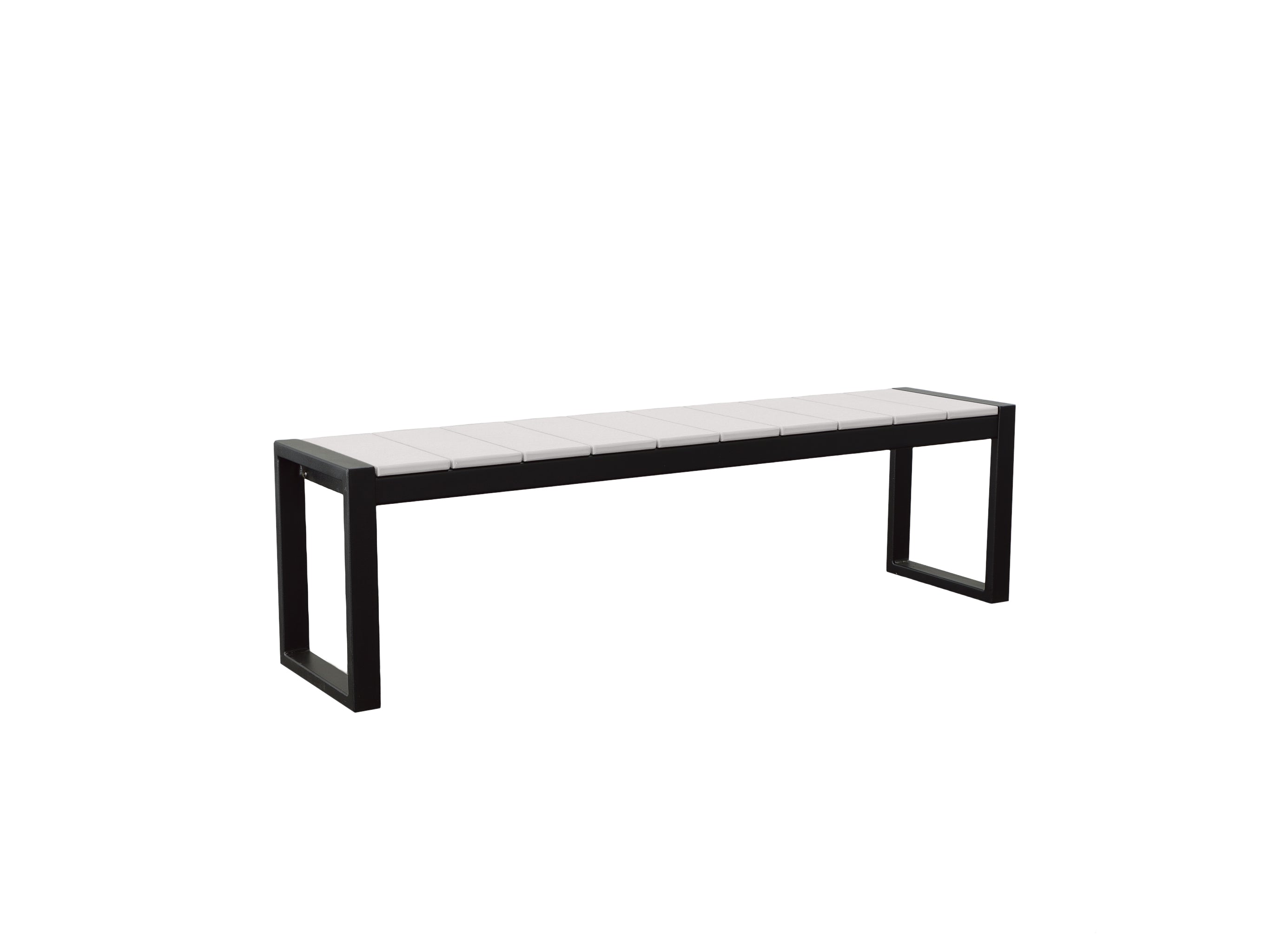 White Park City Bench with black frame on blank background Slight side