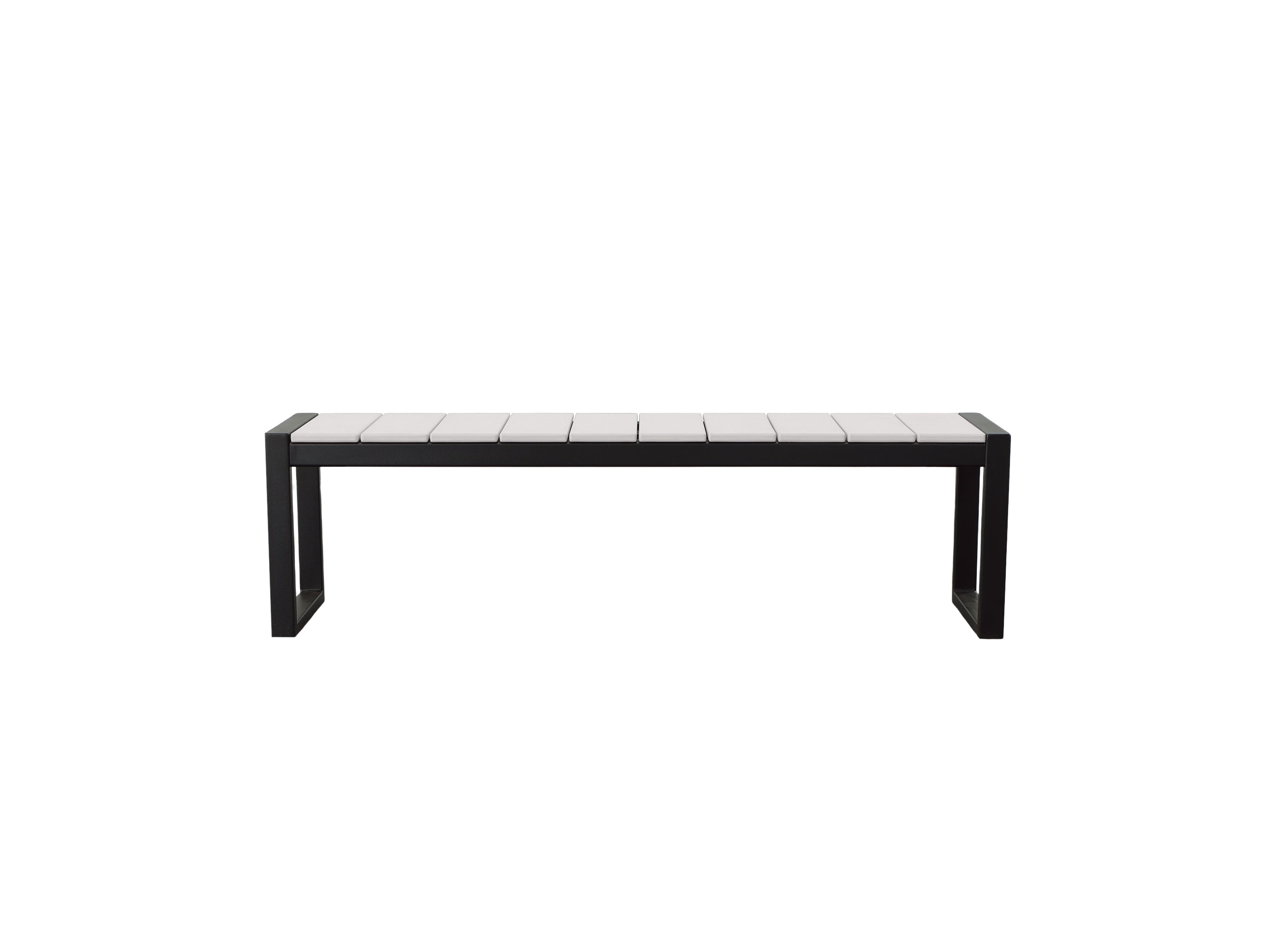Half - White Park City Bench with black frame on blank background Front