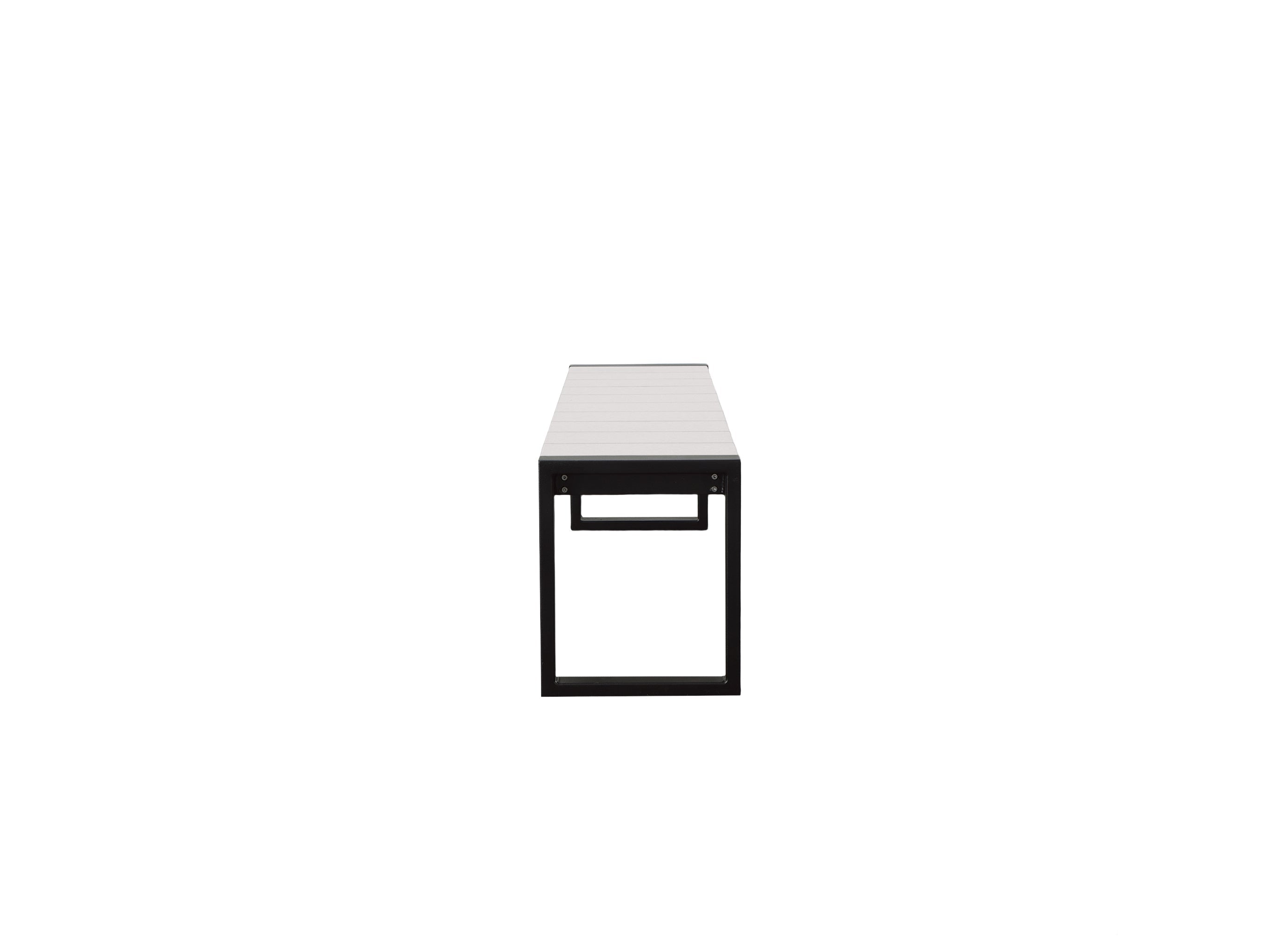 Half - White Park City Bench with black frame on blank background Side