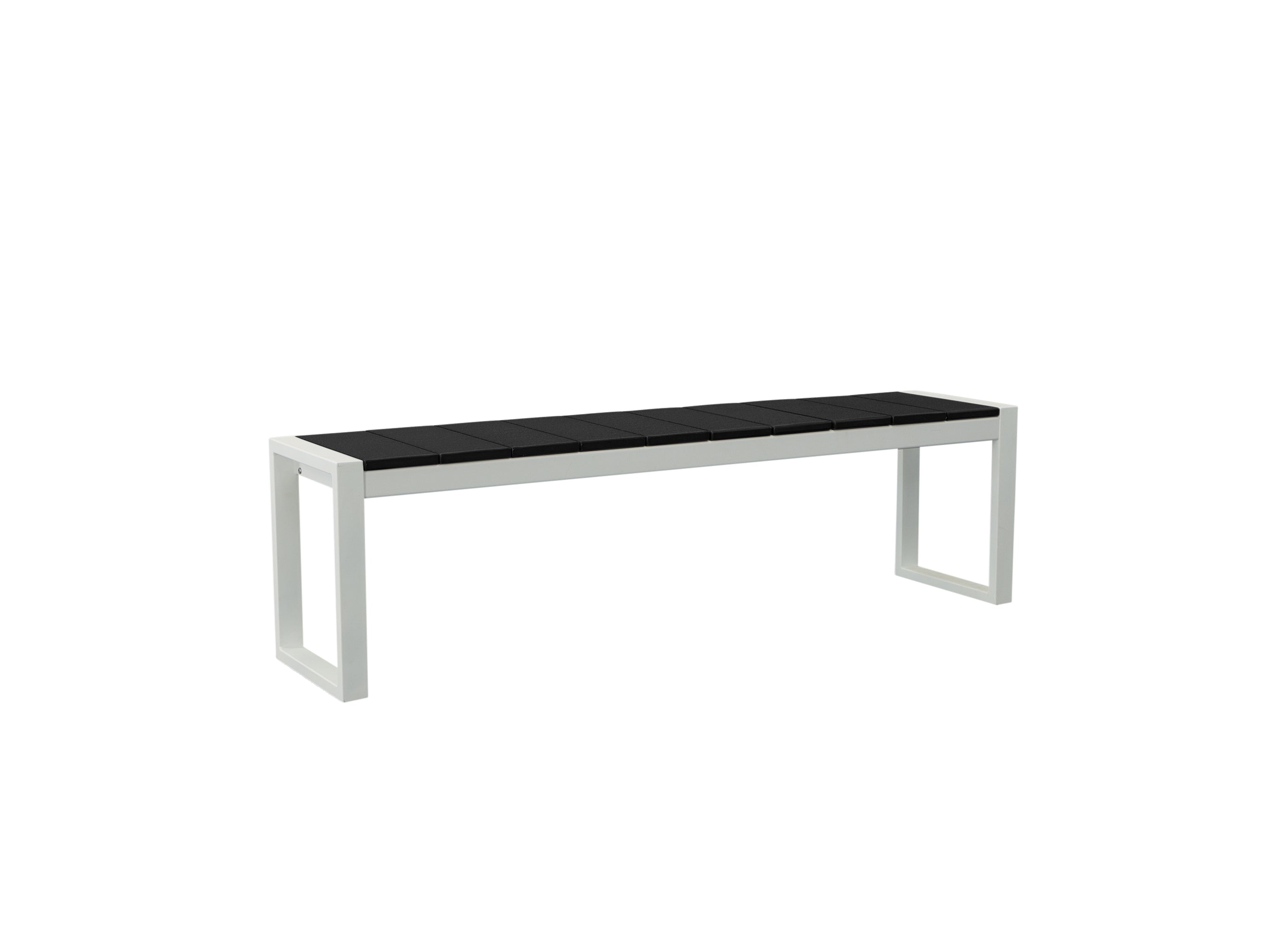 Slight Side of Black Park City Bench with white frame on blank background