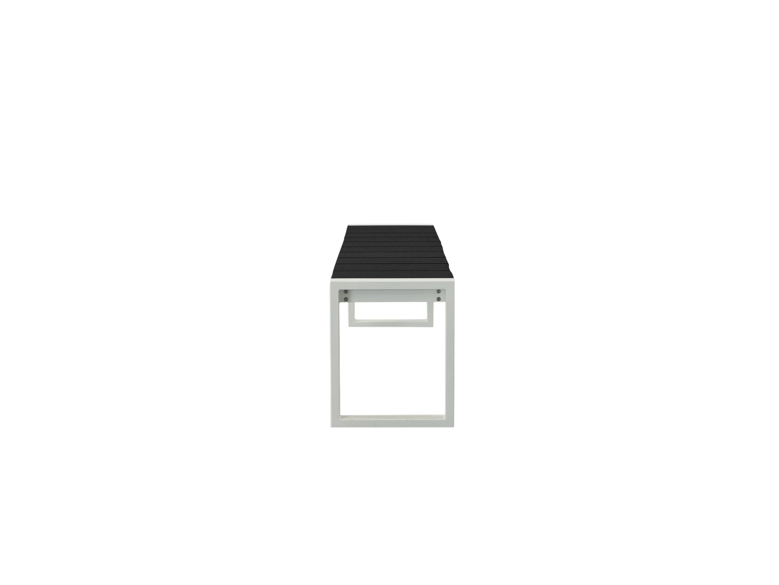 Half - Side of Black Park City Bench with white frame on blank background