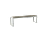 Slight Side of woodgrain Park City Bench with white frame on blank background