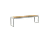 Natural Teak Park City Bench with white frame on blank background Slight Side