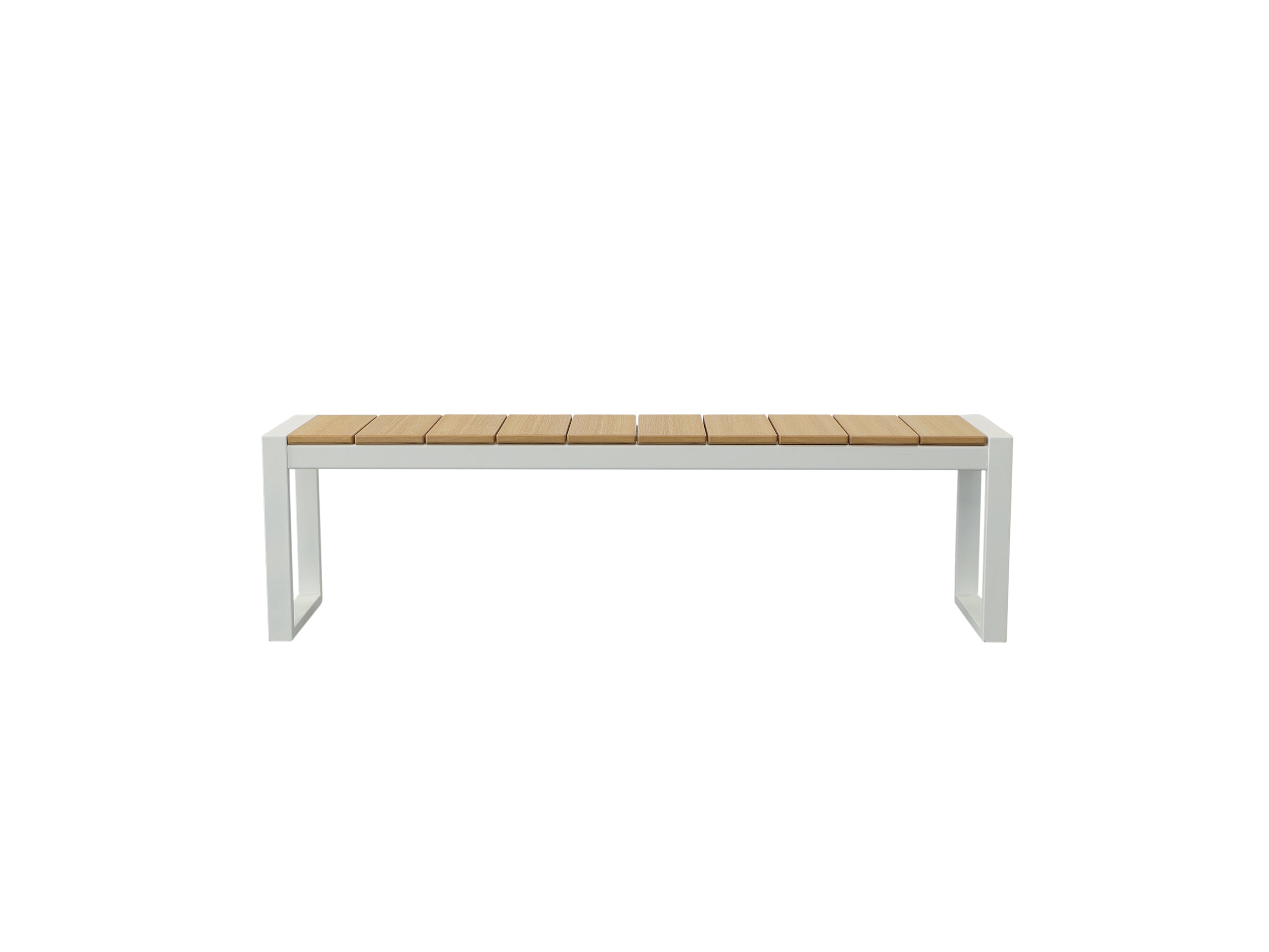 Half - Natural Teak Park City Bench with white frame on blank background Front