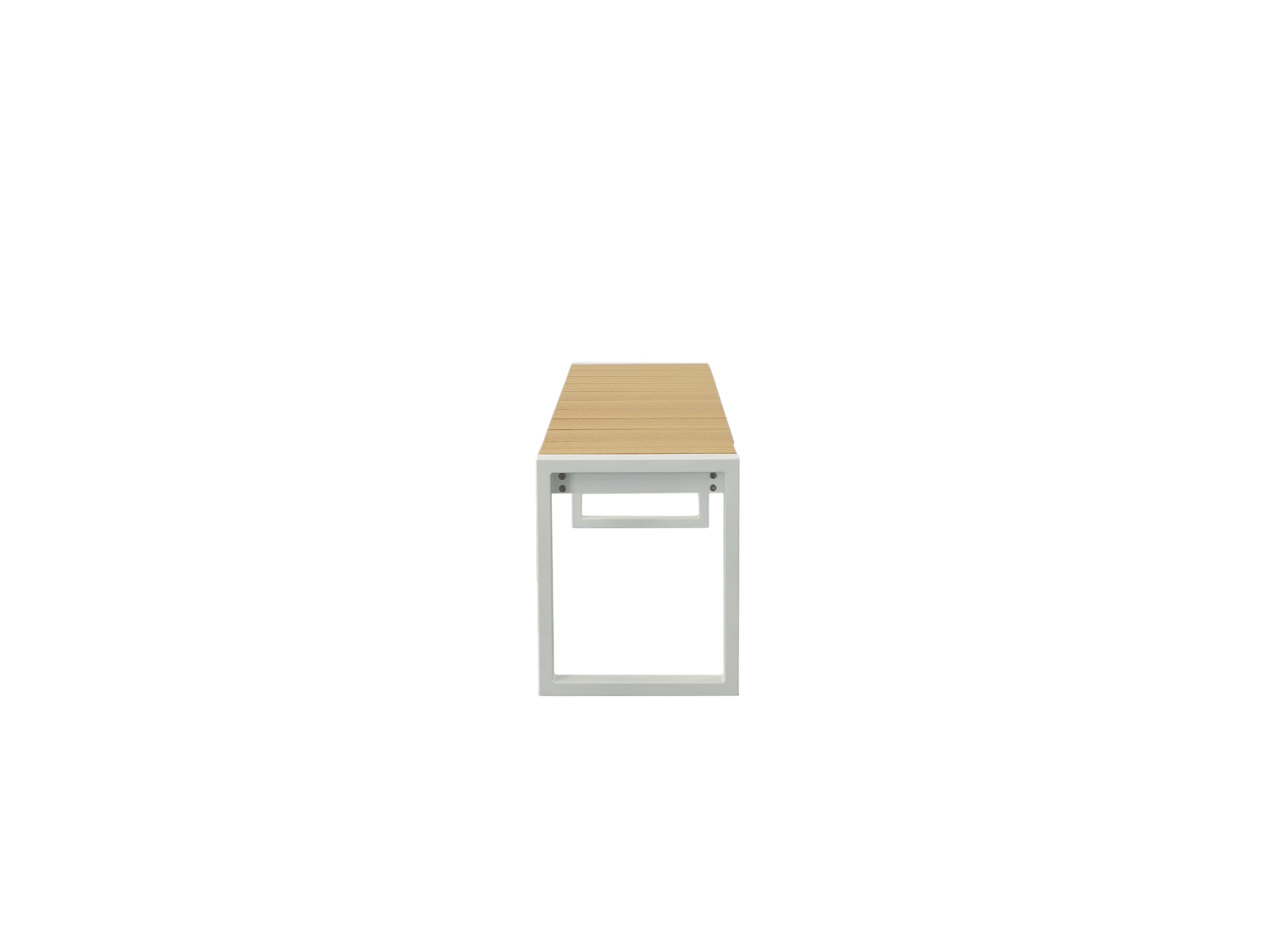 Half - Natural Teak Park City Bench with white frame on blank background Side