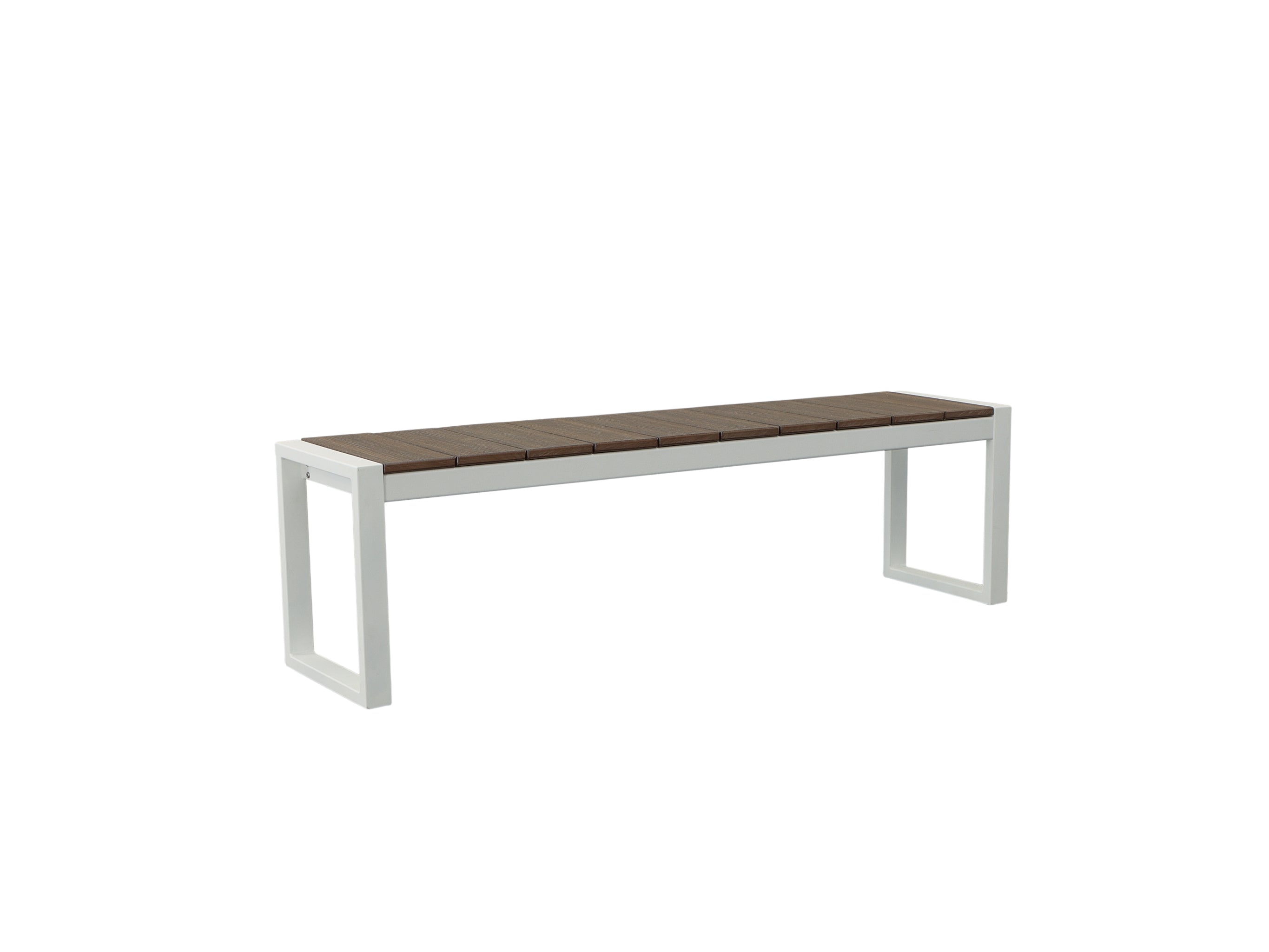 Antique Mahogany Park City Bench with white frame on blank background Slight side