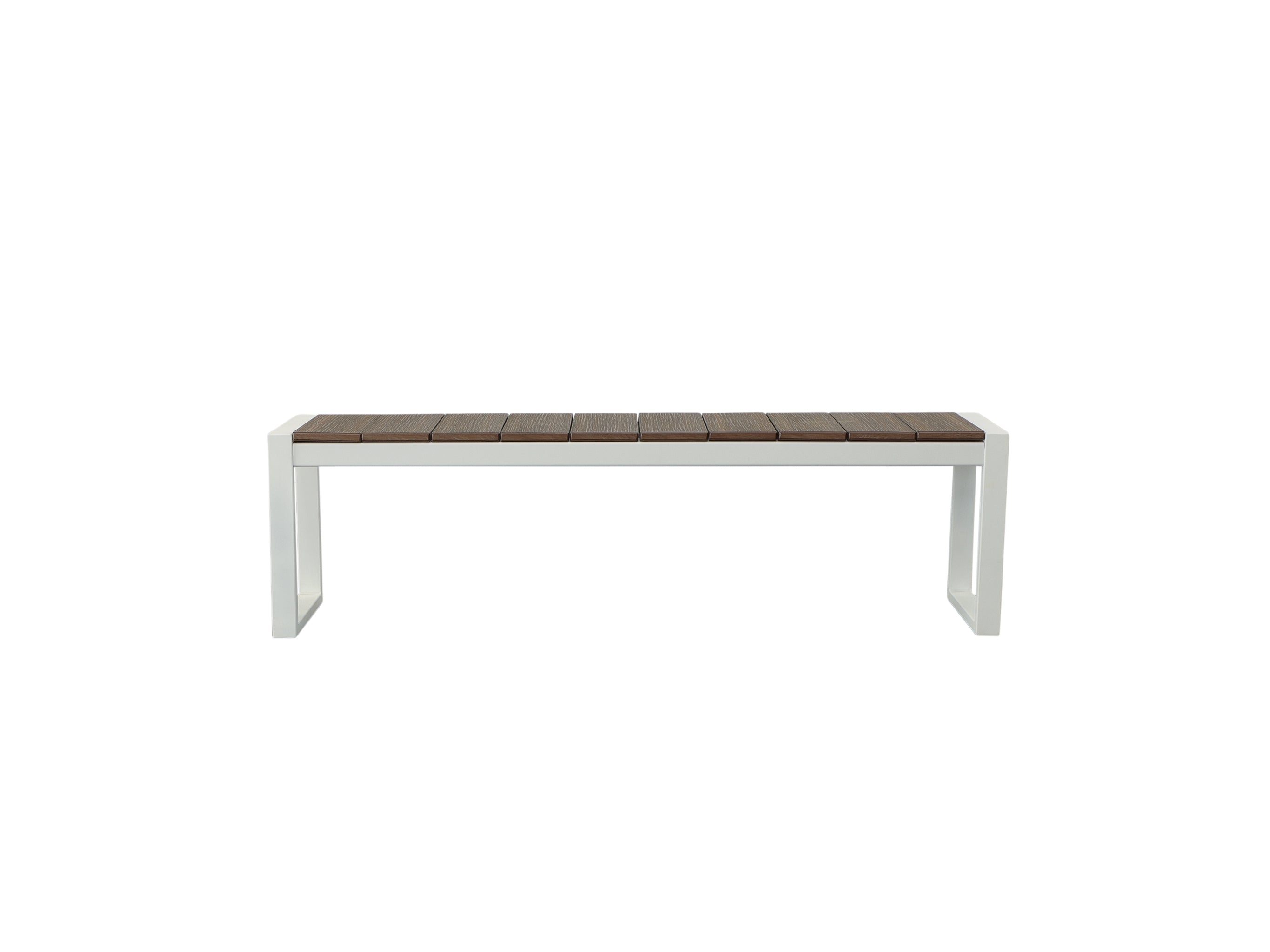 Half - Antique Mahogany Park City Bench with white frame on blank background Front
