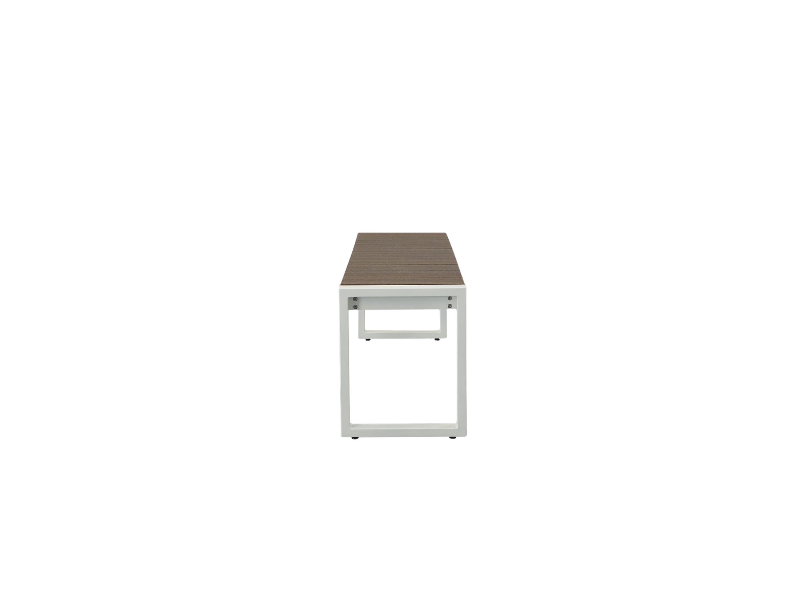 Half - Side of Antique Mahogany Park City Bench with white frame on blank background