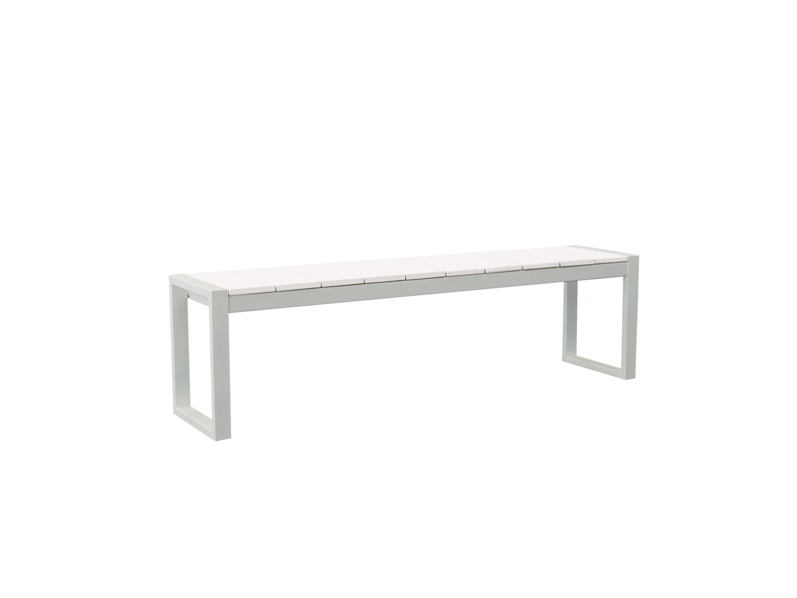 Slight side of White Park City Bench on blank background