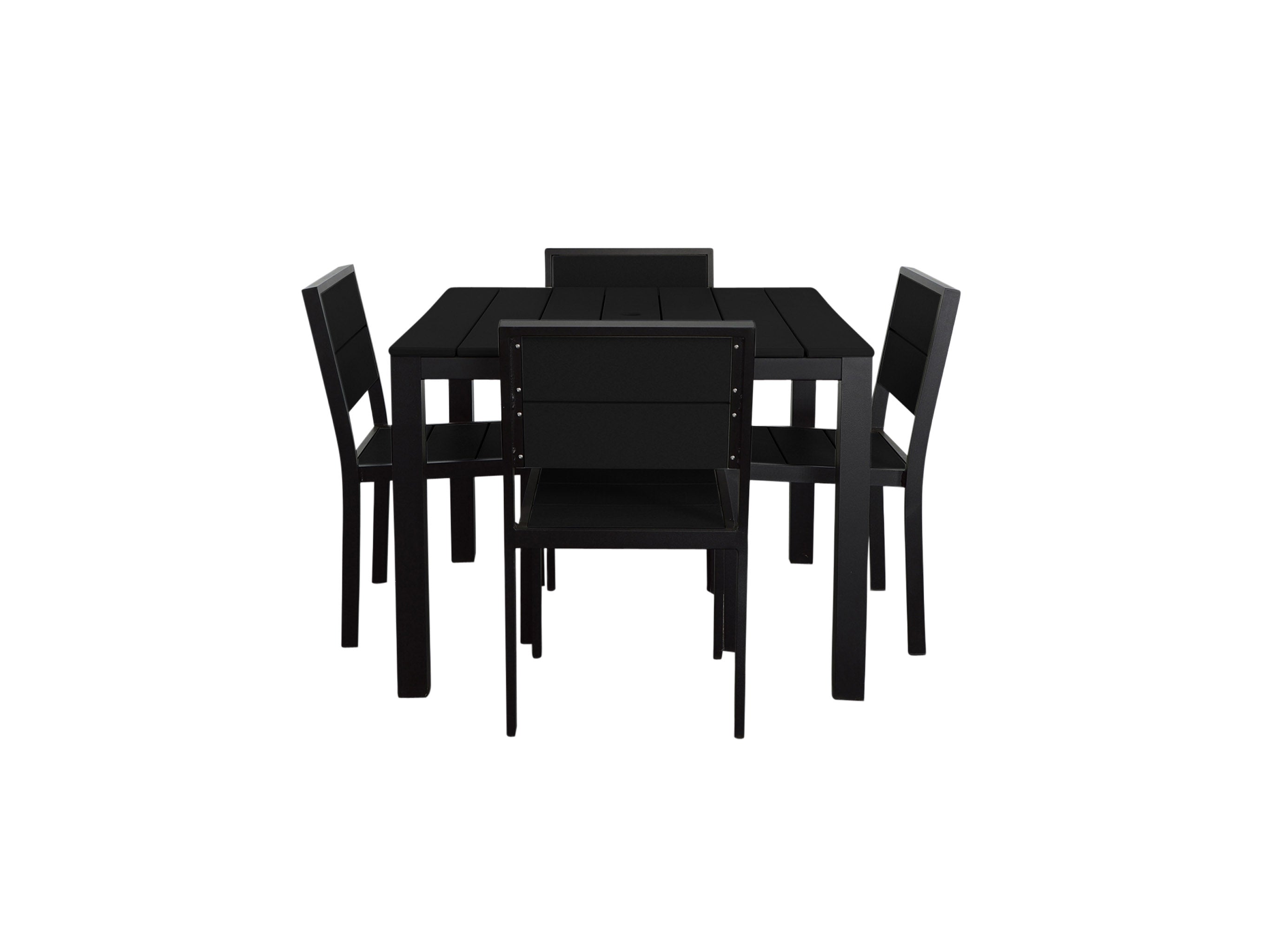 Park City Square Dining Set with Black frame and black tangentwood