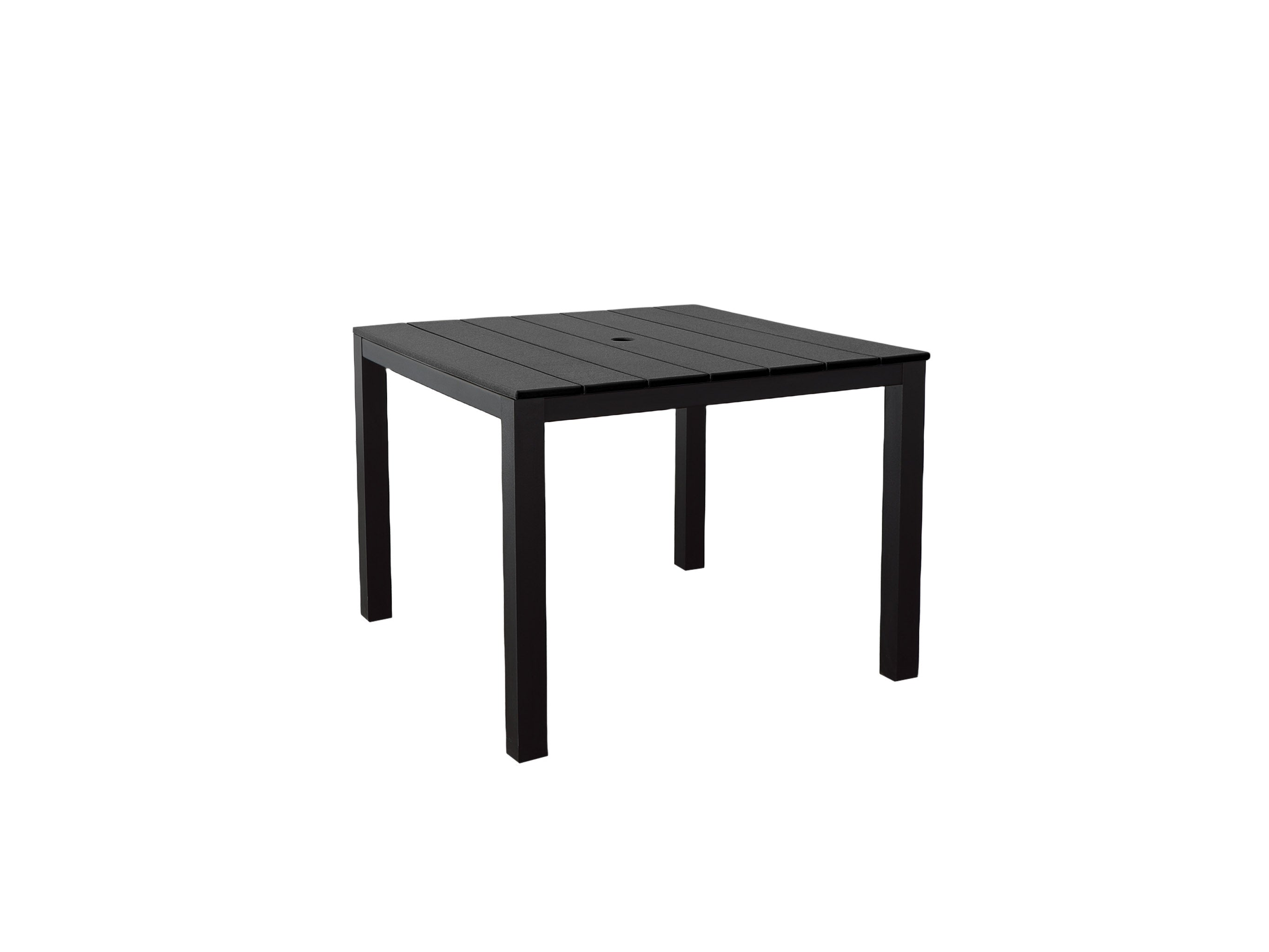 Black Square Park City Black Frame Dining Table Blank Background Side