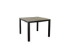 Coastal Gray Square Park City Black Frame Dining Table Blank Background Side