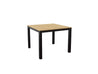 Natural Teak Square Park City Black Frame Dining Table Blank Background Side