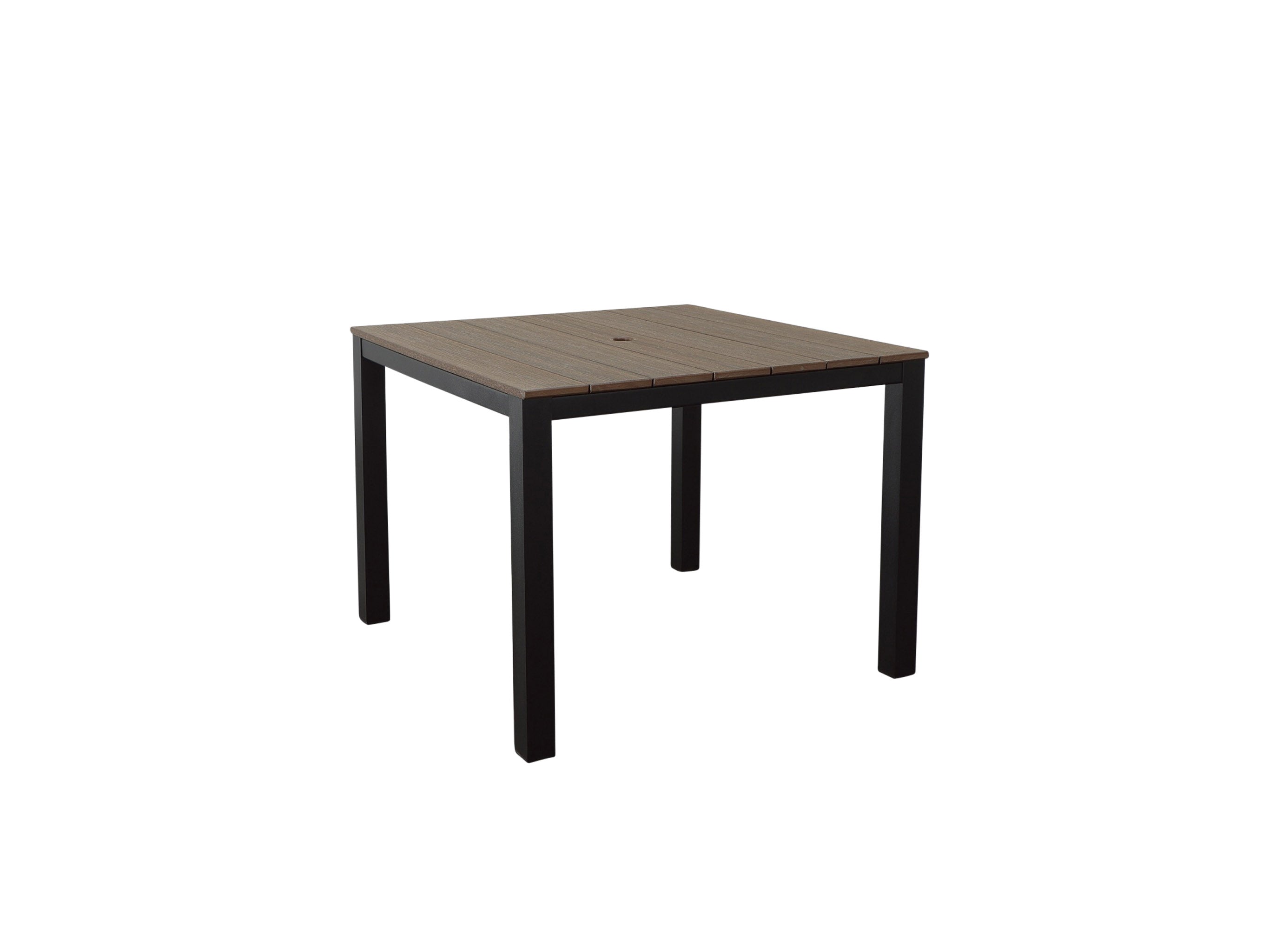 Woodgrain Square Park City Black Frame Dining Table Blank Background Front