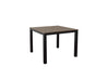 Woodgrain Square Park City Black Frame Dining Table Blank Background Front