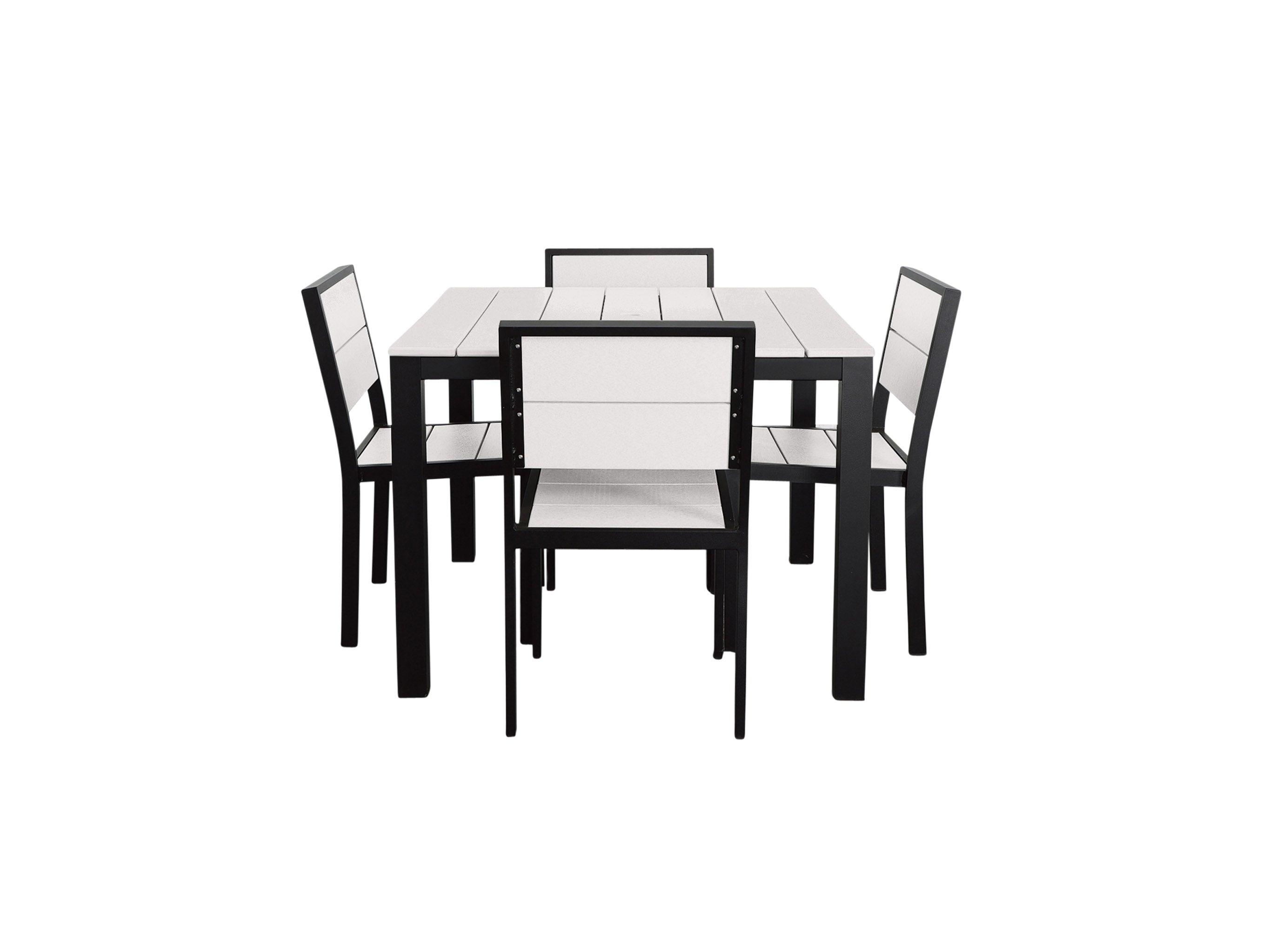 Park City Square Dining Set with Black frame and white tangentwood