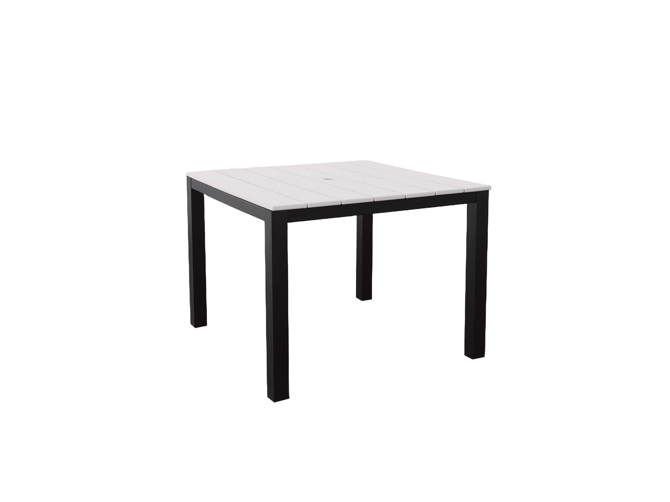 White Square Park City Black Frame Dining Table Blank Background Side