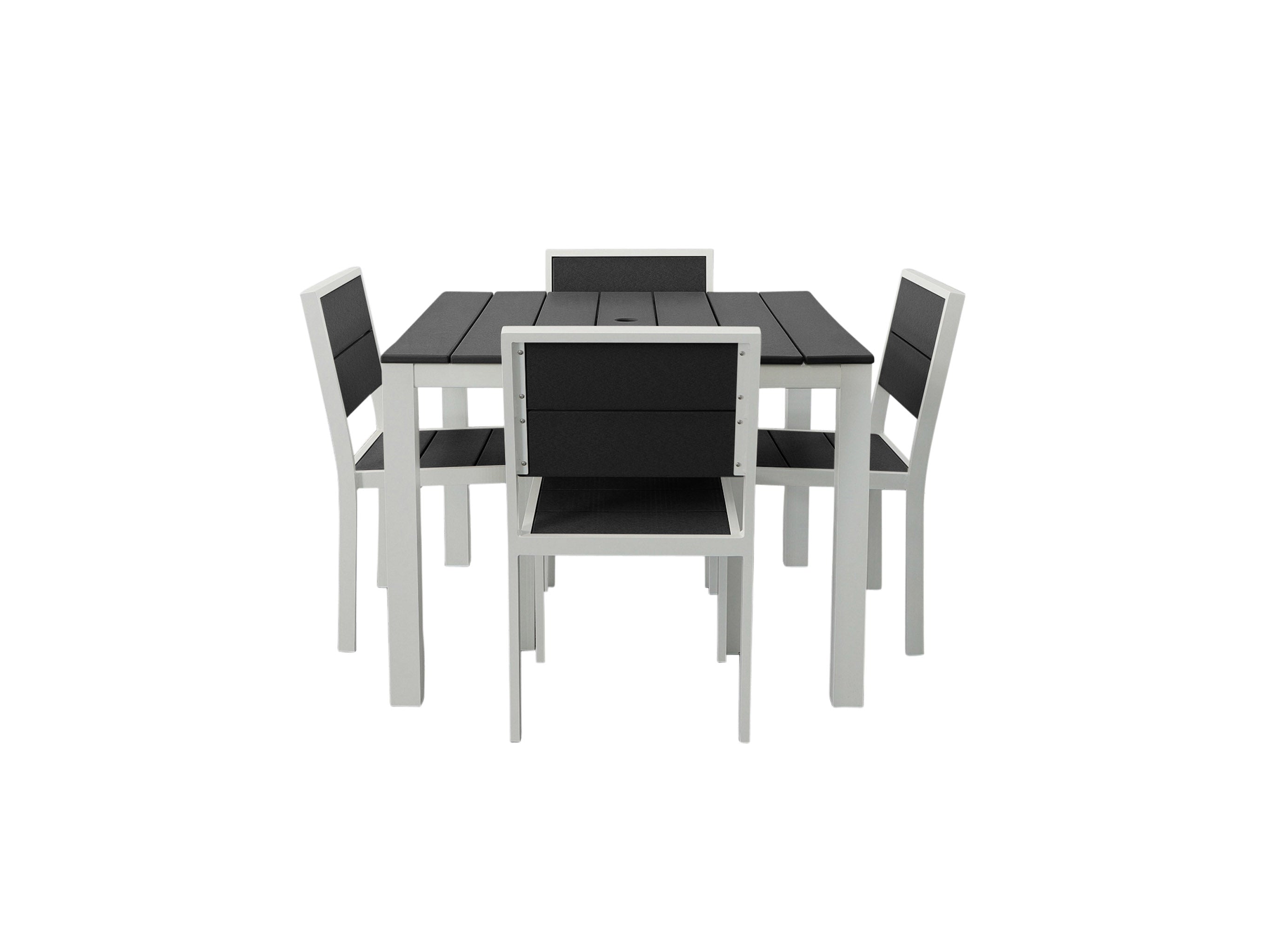 Park City Square Dining Set with Black Tangentwood and white frame blank background