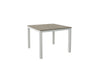 Coastal Gray Square Park City White Frame Dining Table Blank Background Side