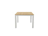 Natural Teak Square Park City White Frame Dining Table Blank Background Front
