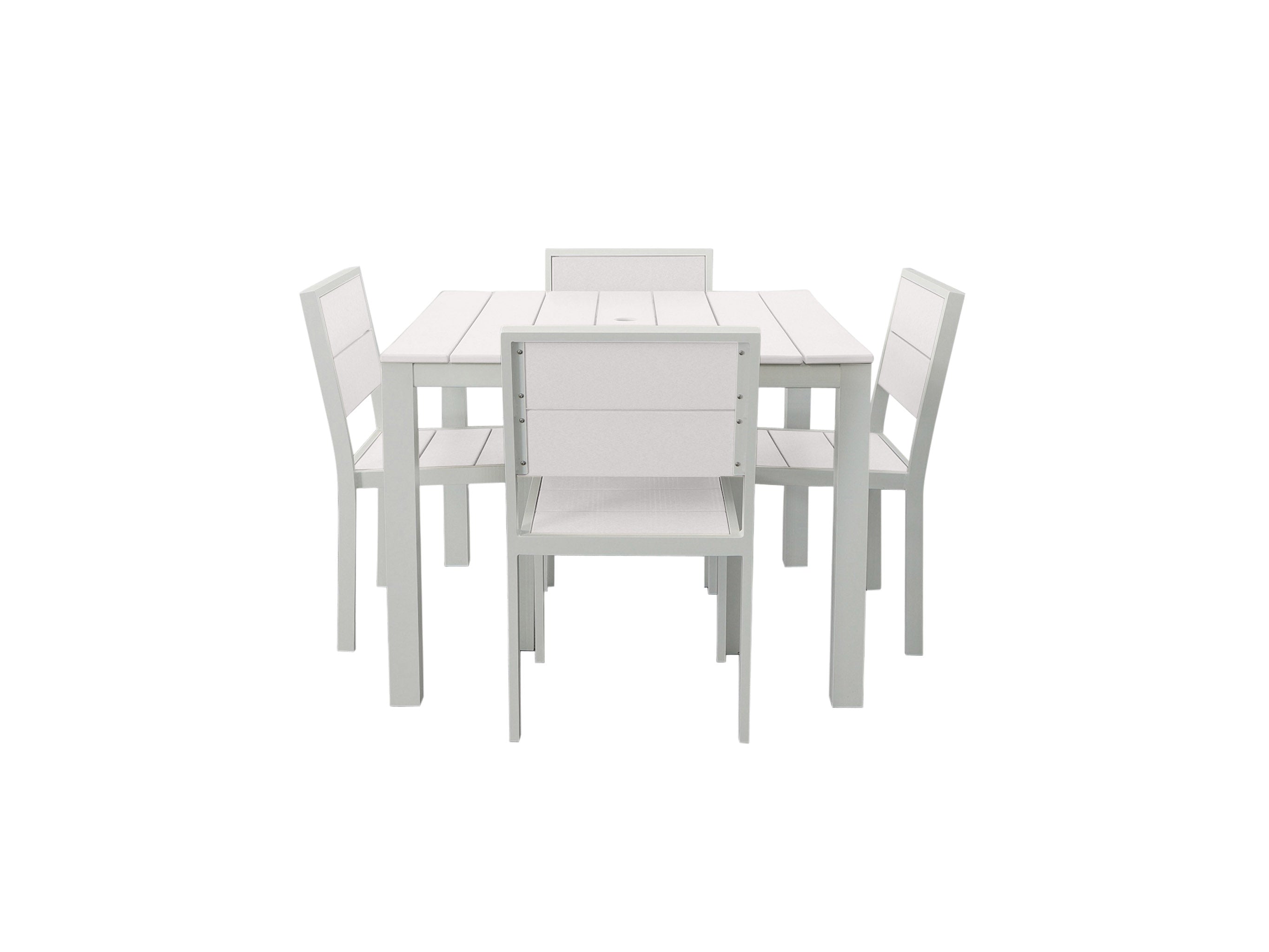 White Park City Square Dining Set with four chairs and white frame blank background