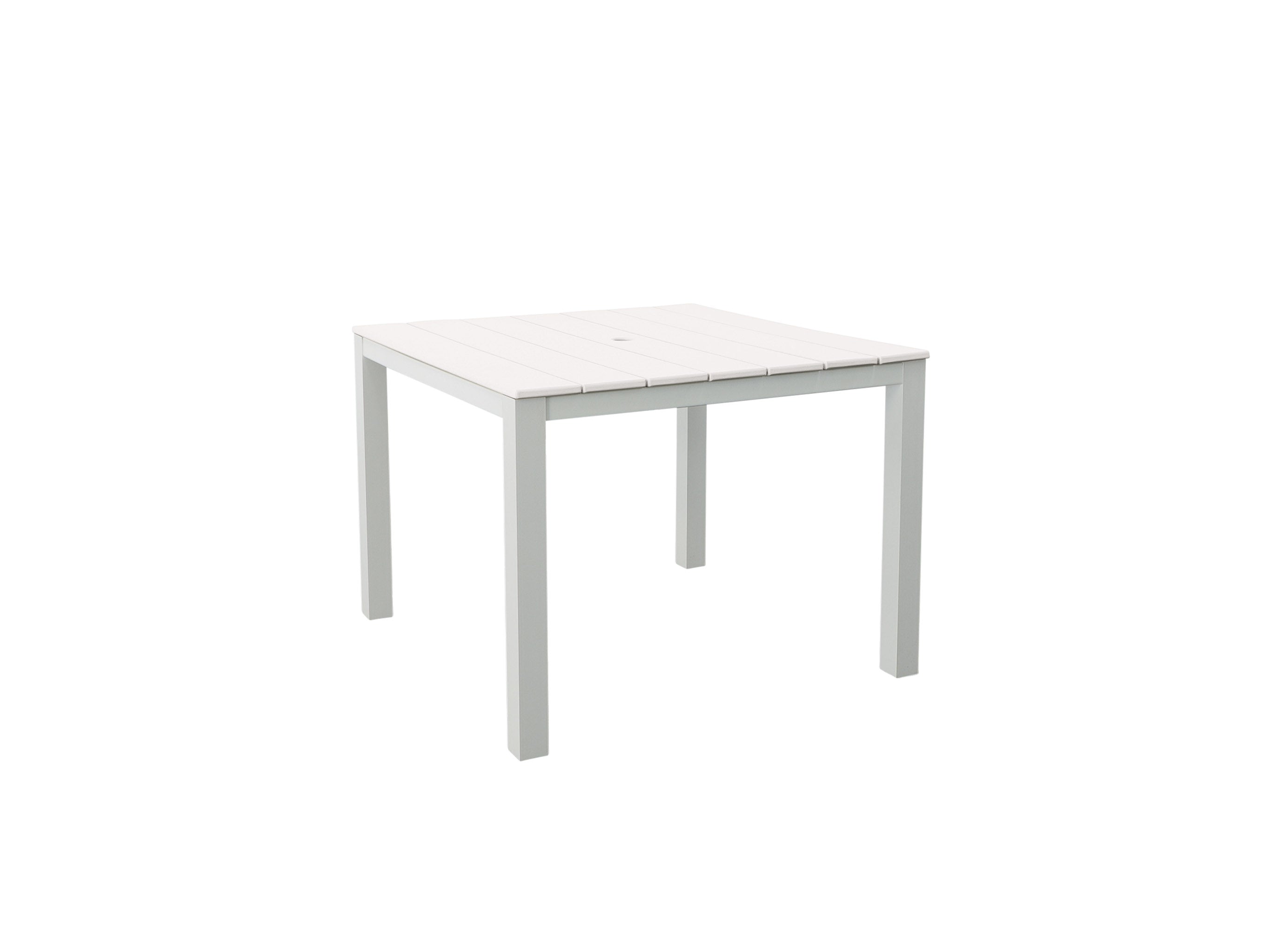 White Square Park City White Frame Dining Table Blank Background Side
