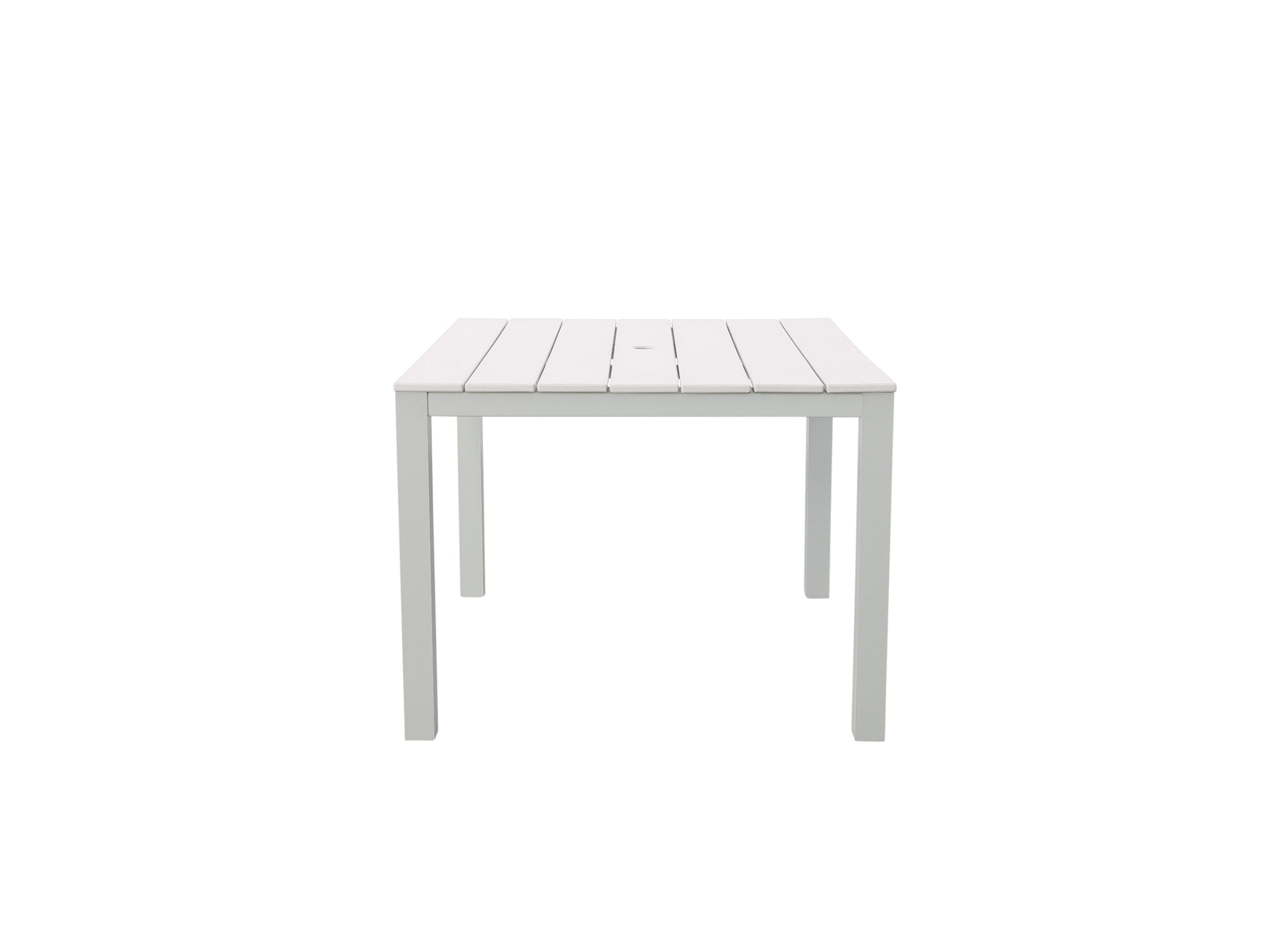 White Square Park City White Frame Dining Table Blank Background Front
