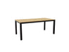 Natural Teak Park City Dining Table with Black Frame Blank Background Side