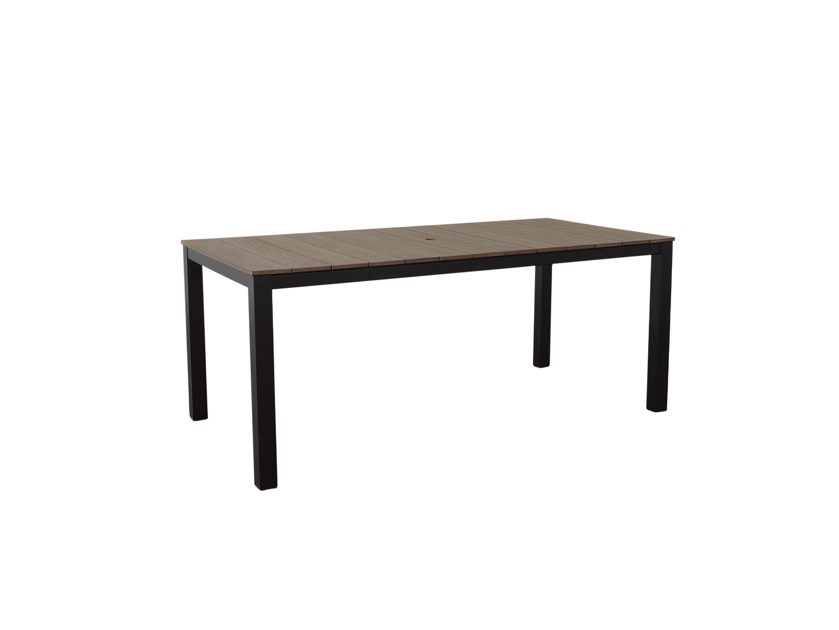 Woodgrain Park City Dining Table with Black Frame Blank Background Front