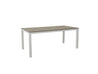 Coastal Gray Park City Dining Table with White Frame Blank Background Side