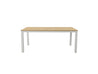 Natural Teak Park City Dining Table with White Frame Blank Background Front