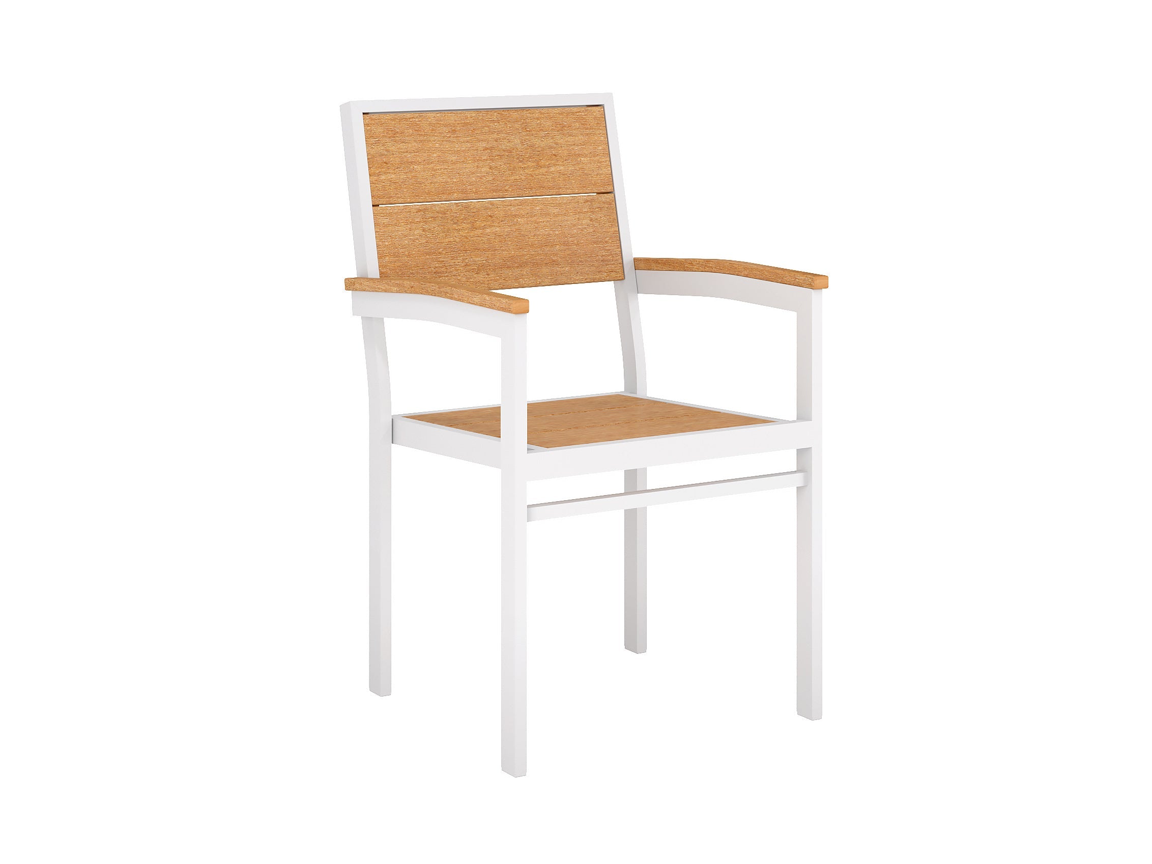 Half Park City Arm Chair Natural Teak White Frame Slight Side View