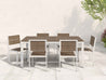 Park City Dining Table with six Side Chairs white frame and coastal gray