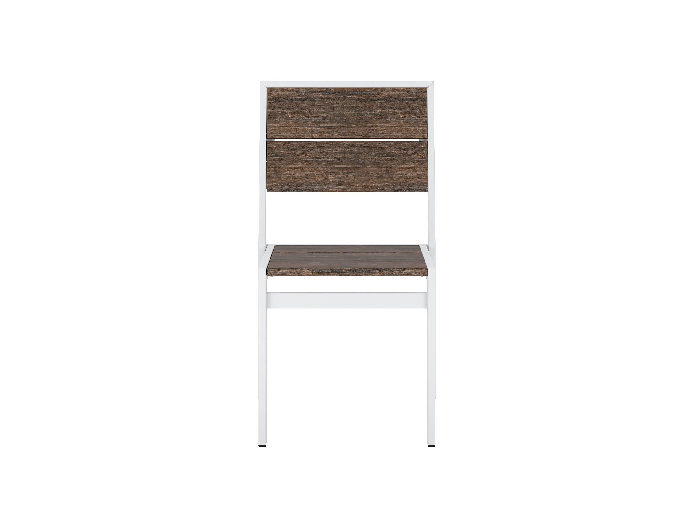 Half Park City Side Chair Brazilian Walnut White Frame Front View
